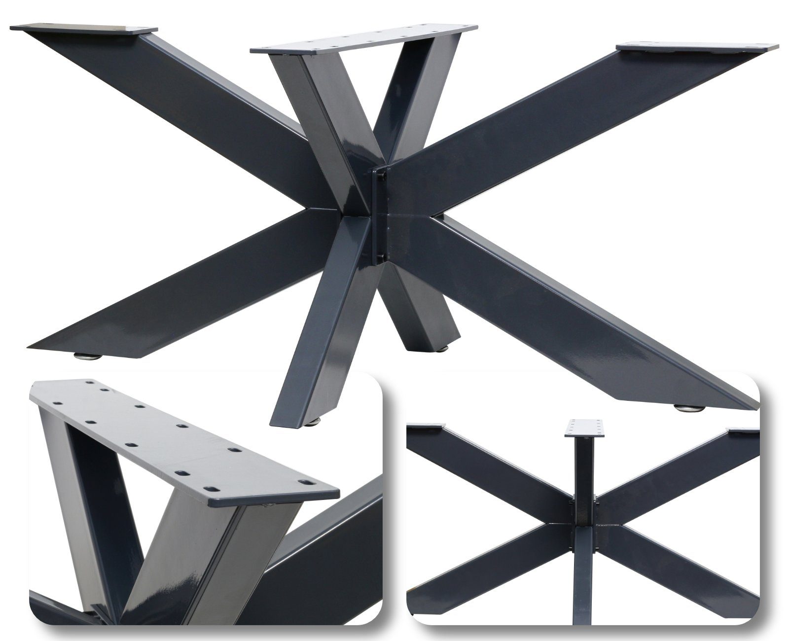 HAGO Tischbein DIY Design Tischbein Kreuzgestell Tischgestell Industrielook Rustikal