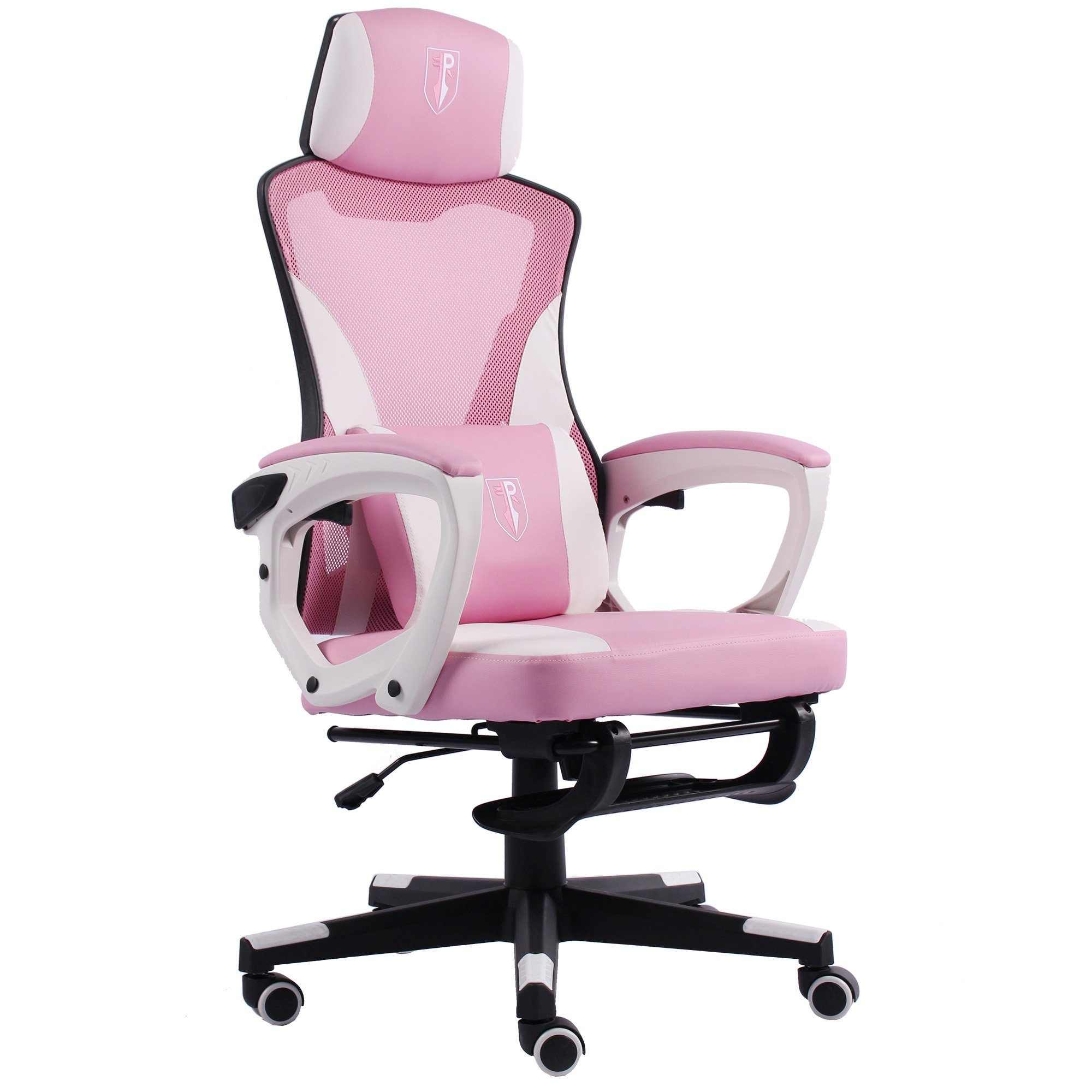 Drehstuhl PC-Stuhl Schwarz/Rosa (1 TRISENS Netzdesign Bürostuhl Stück), Nicos Fußstütze Chefsessel Chefsessel Mesh