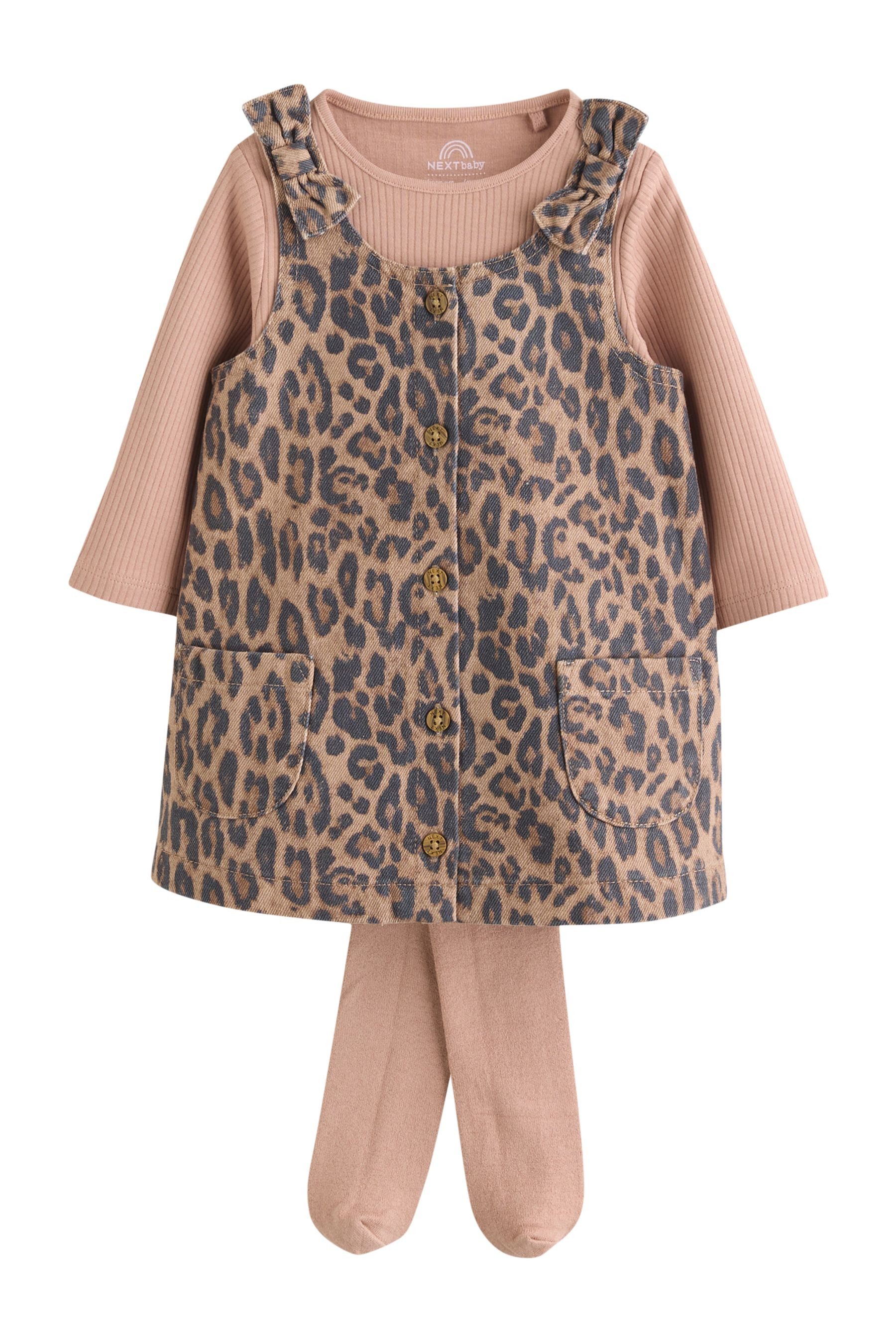 Next Latzkleid 3-teiliges Set - Latzkleid, Bodysuit + Strumpfhose (3-tlg)