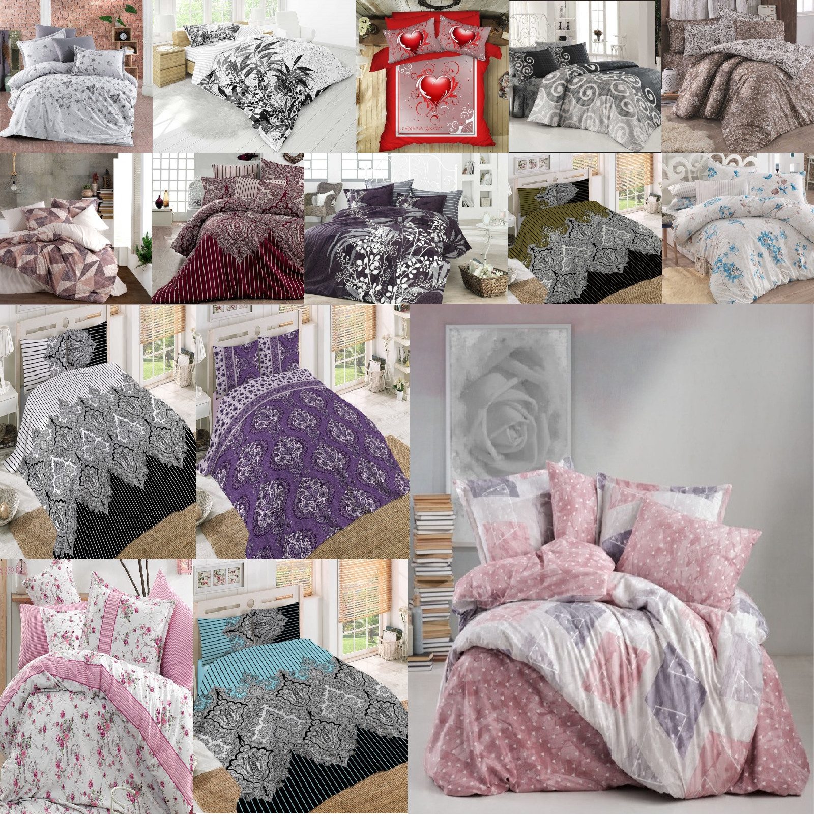 ROLFNERS Bettwäsche 220x240 cm Bettgarnitur Bettbezug Baumwolle 6 tlg, Baumwolle, Bettwäsche, 100% Baumwolle, Renforce-Qualität, Bügelfreundlich