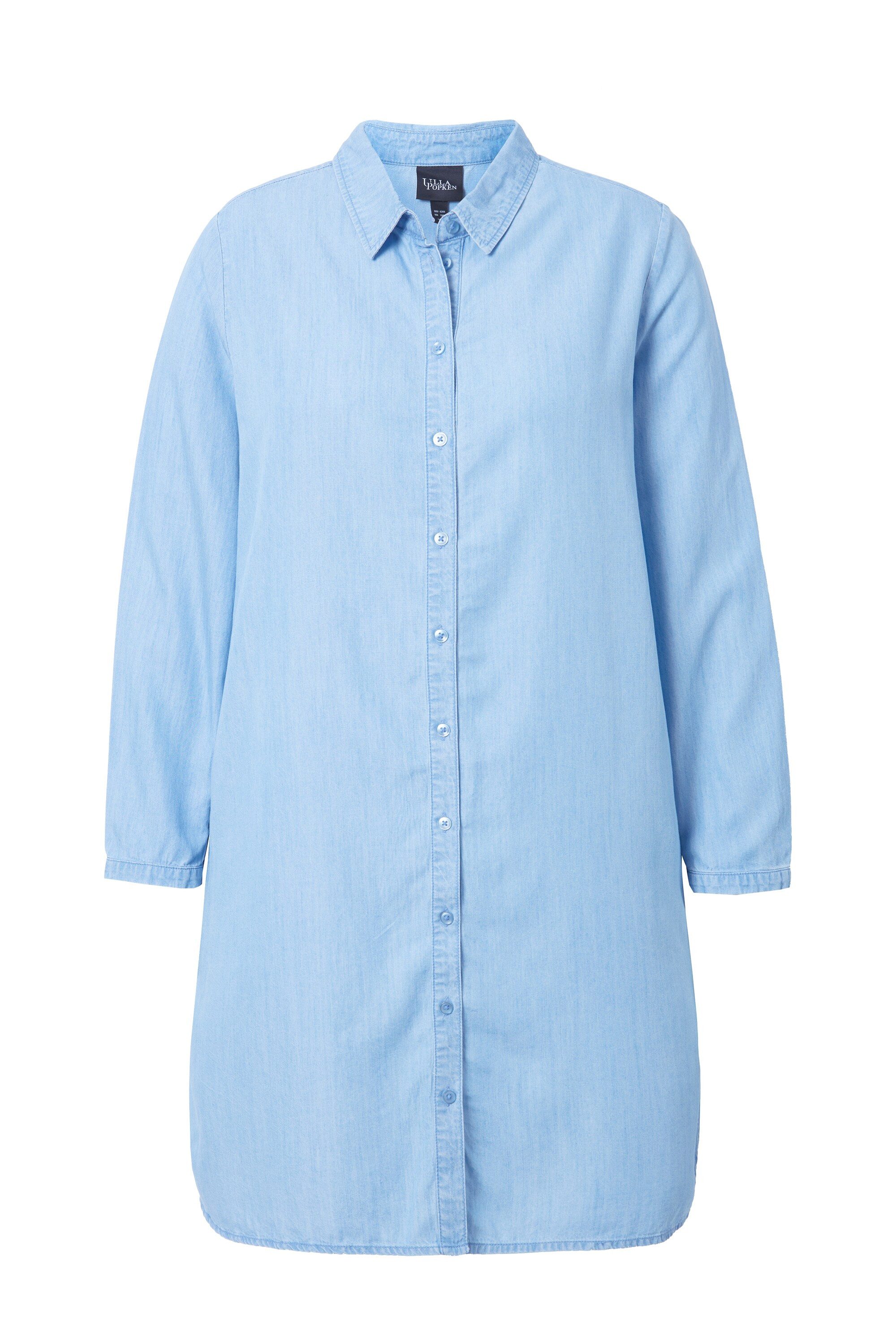 Ulla Popken Longbluse Lyocell-Longbluse Jeansoptik Hemdkragen günstig online kaufen