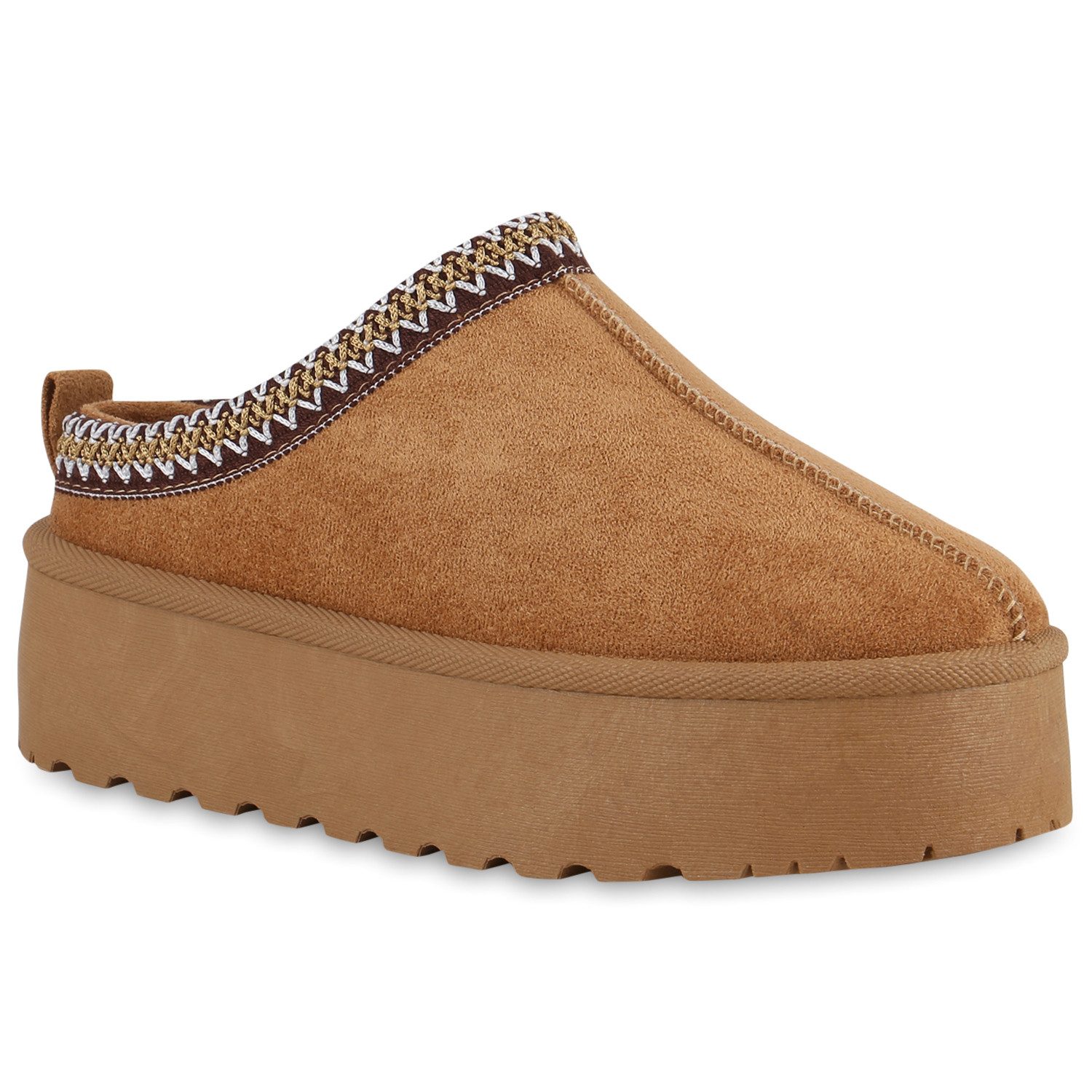VAN HILL 21373436 LD FY-118 Damen Hausschuhe Camel 36 Hausschuh Damen Warm Gefütterte Pantoffeln Hausschuhe Bequeme Prints