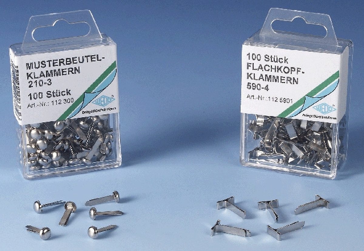 WEDO Versandkarton Musterbeutelklammer Rundkopf 7mm silber VE=1000 Stück