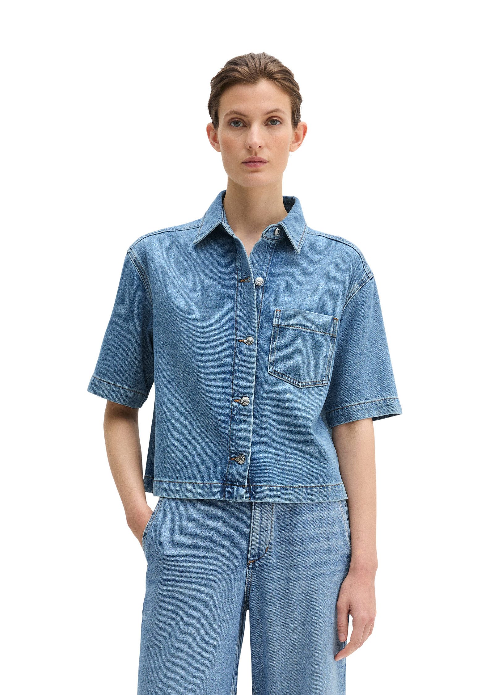 Marc O'Polo Jeansbluse aus Lyocell-Leinen-Baumwolle-Mix