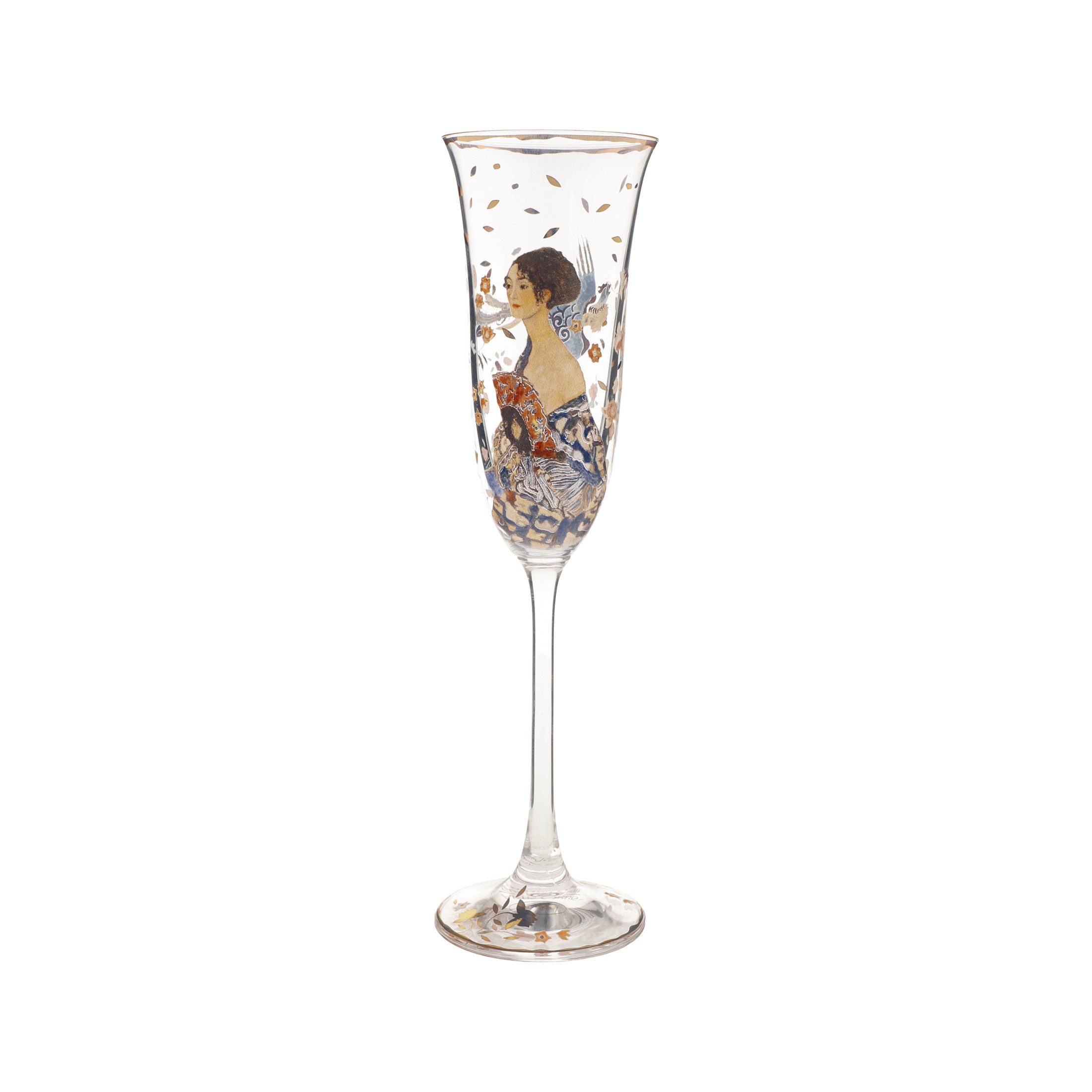 Dekomiro Sektglas Sektglas Gustav Klimt Dame mit Fächer, Glas