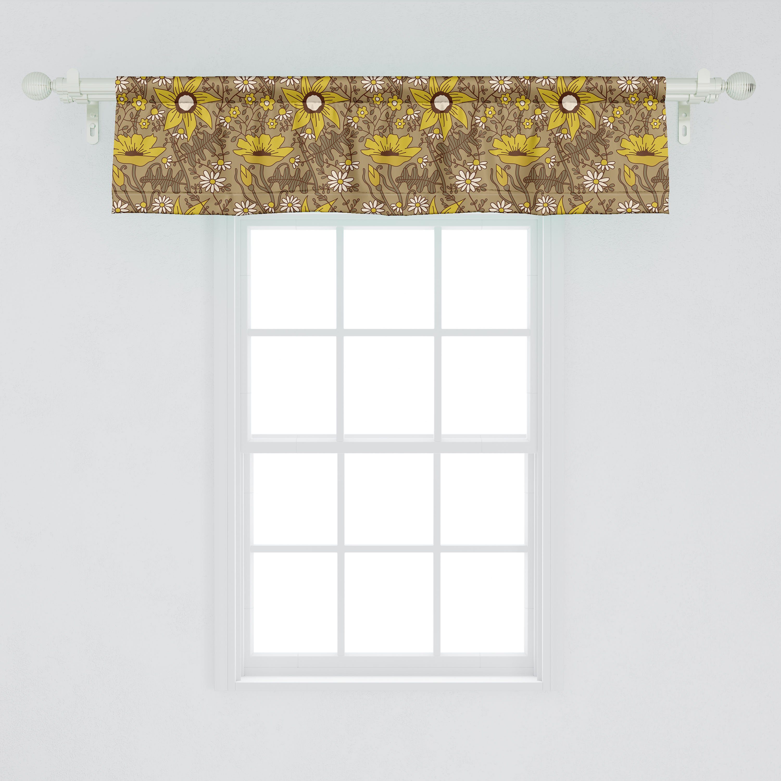 Abakuhaus, Branchen Dekor Volant Schlafzimmer Scheibengardine Blumen Microfaser, Vorhang für Grafische Blumen mit Stangentasche, Küche