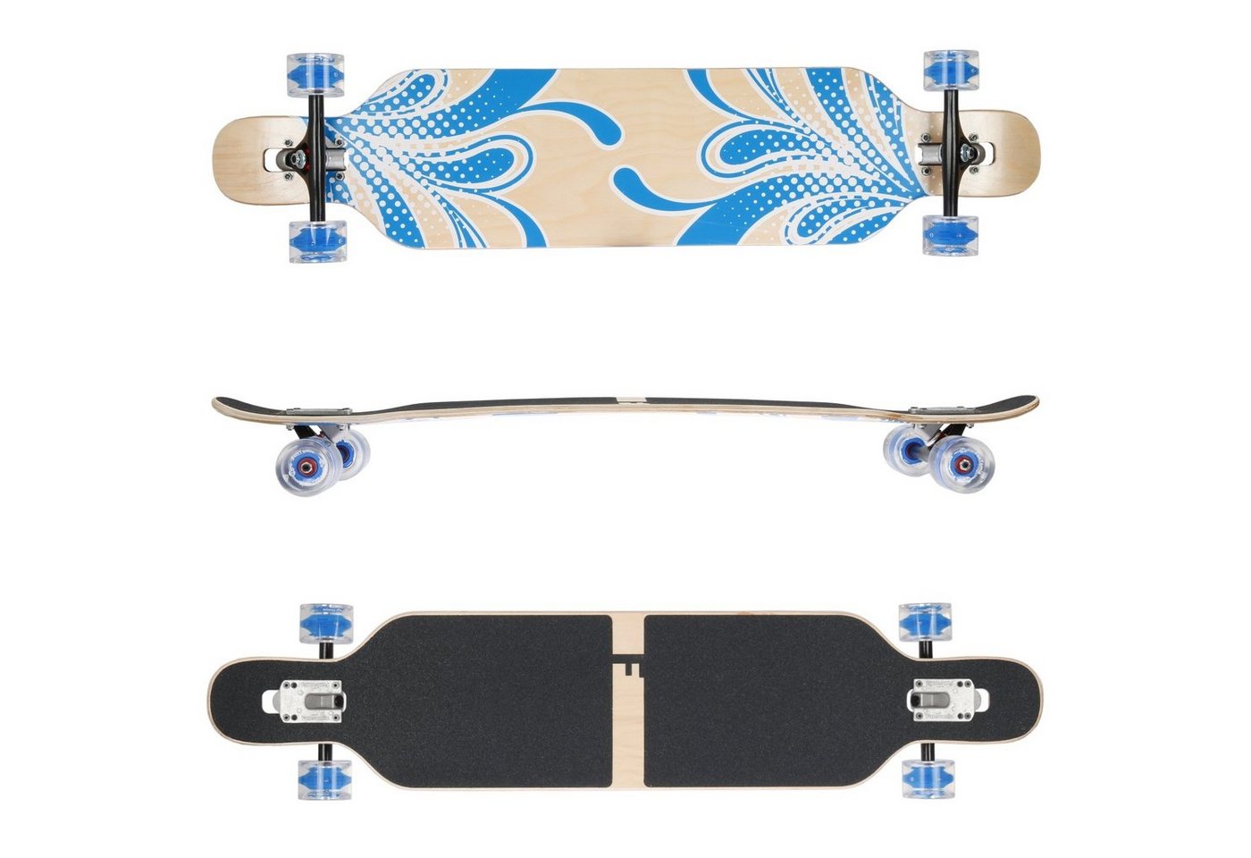 Thumbnail - FunTomia Longboard Longboard in 3 Flex Stufen Camber Ahornholz + T-Tool mit LED Rollen, Camber Twin Tip