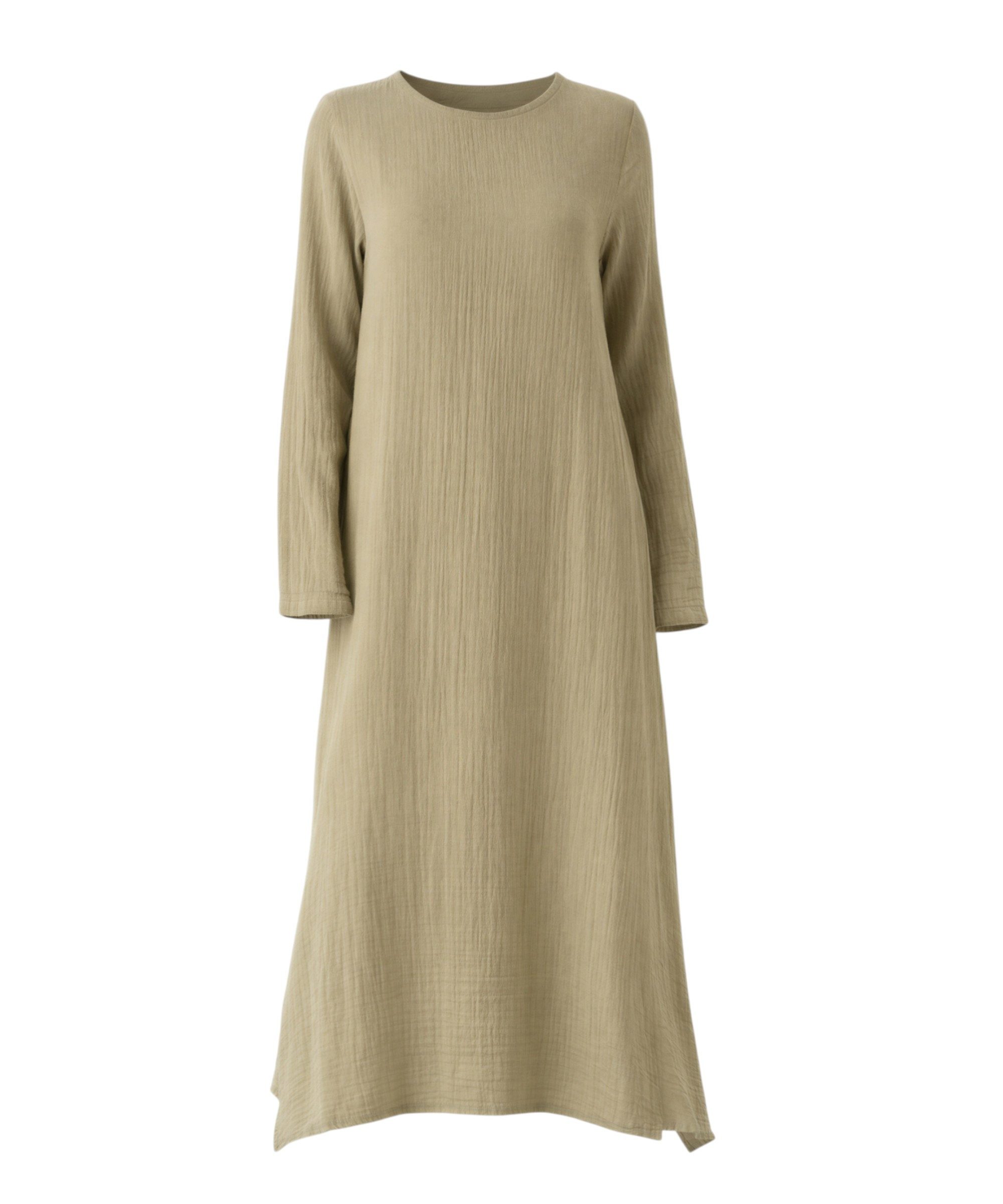 WENOR Longtunika Musselin 100 % Baumwolle 125 cm, Seitenschlitze, Modest Fashion 34–50