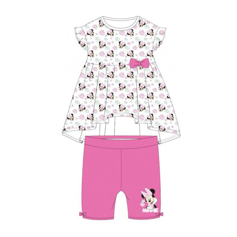 Shirt & Hose Baby- Set: "Minnie Mouse im Blumenfeld " Kleid & kurze Hose, Größen