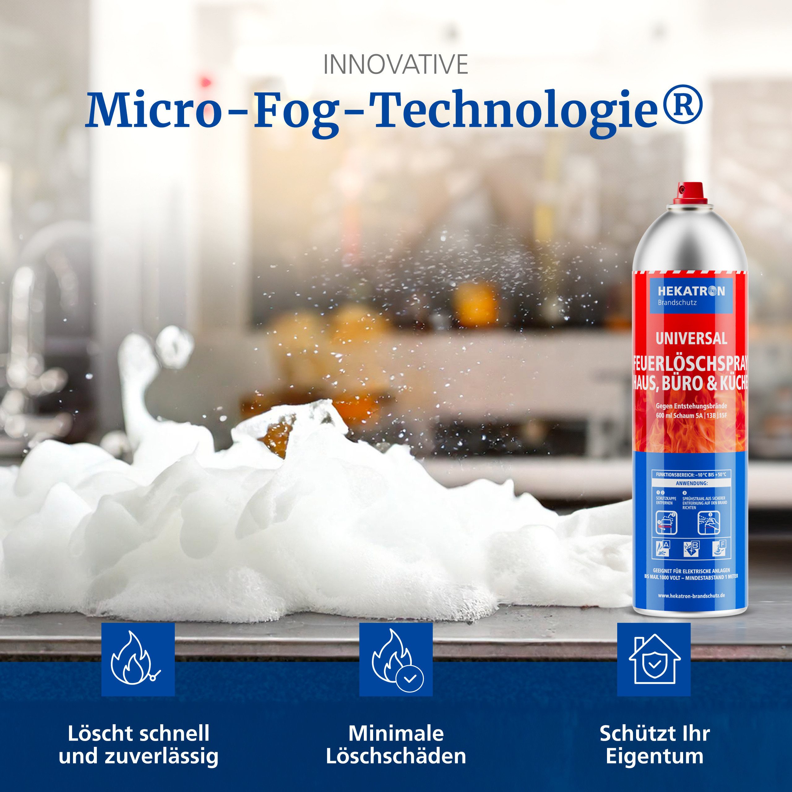 Hekatron Feuerlöschspray Hekatron Feuerlöschspray, 600 Ml, Löschschaum, (1-St) – Bild 4 von 5