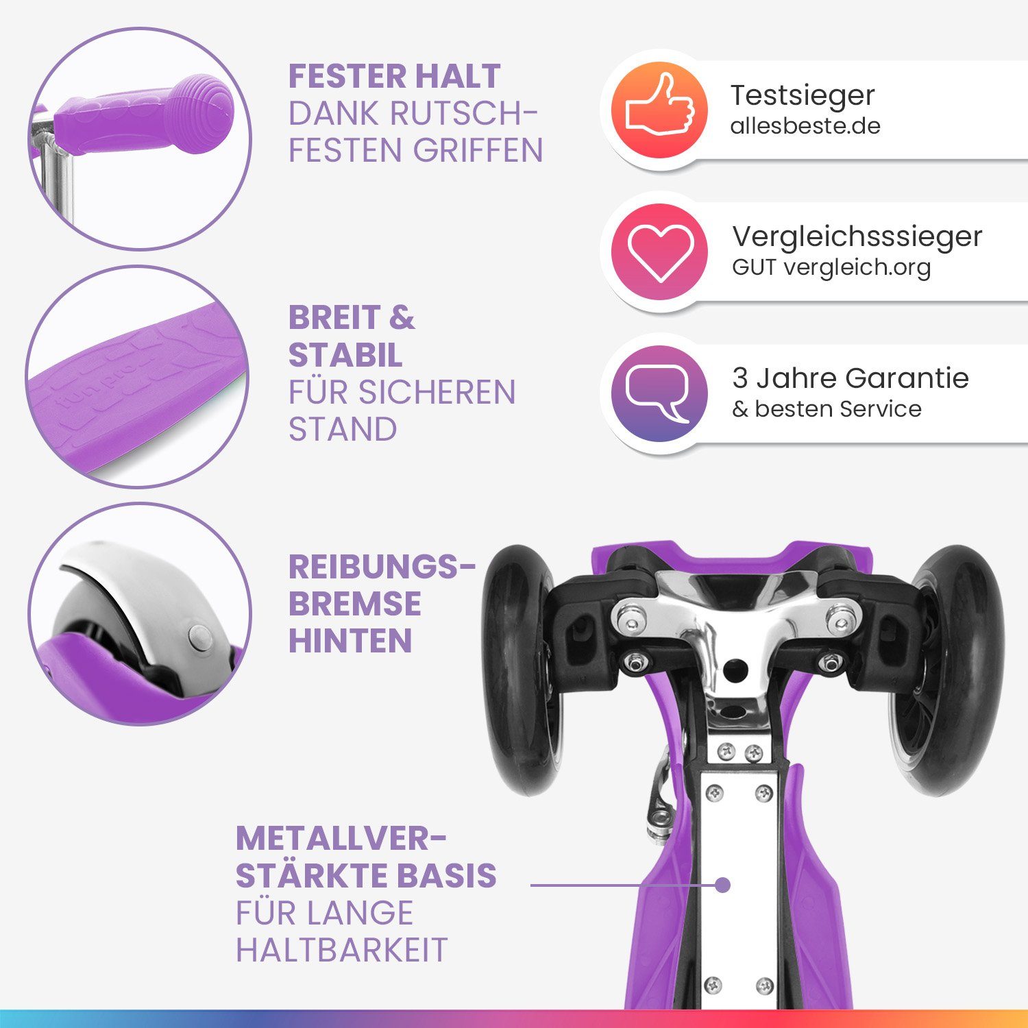 Kinderroller, Kinder Cityroller Scooter Roller Kick ONE Tretroller - pro fun Kinder Stunt klappbar