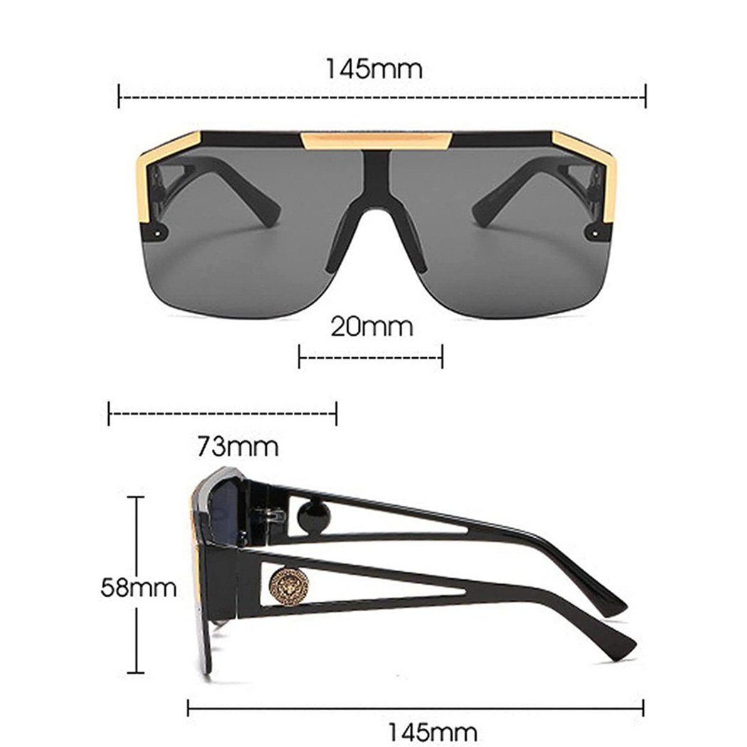 groß Unisex (1-St) Sonnenbrille schwarz Sonnenbrille quadratisch DAYUT