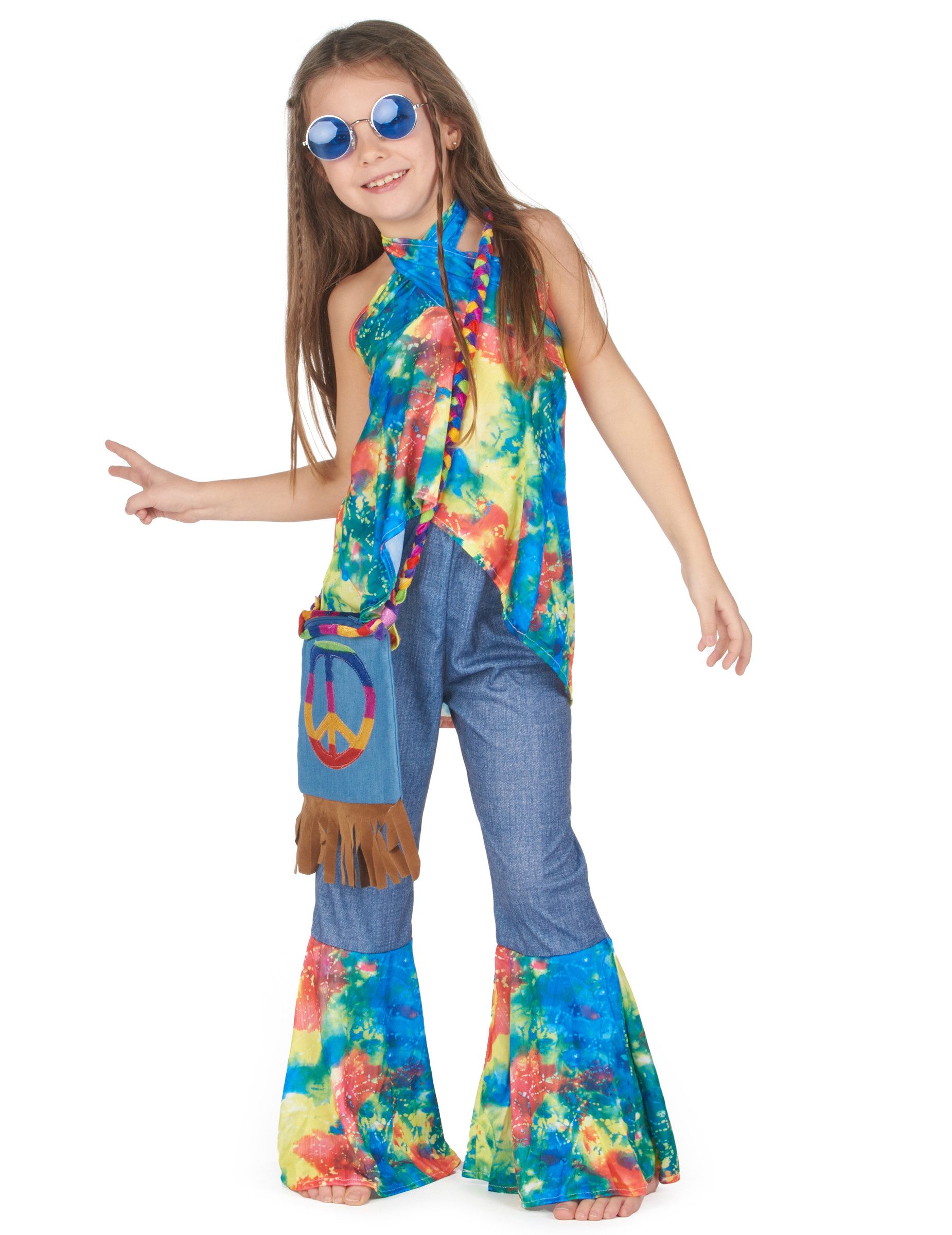 JADEO Kostüm Süßes Hippie Kinderkostüm bunt