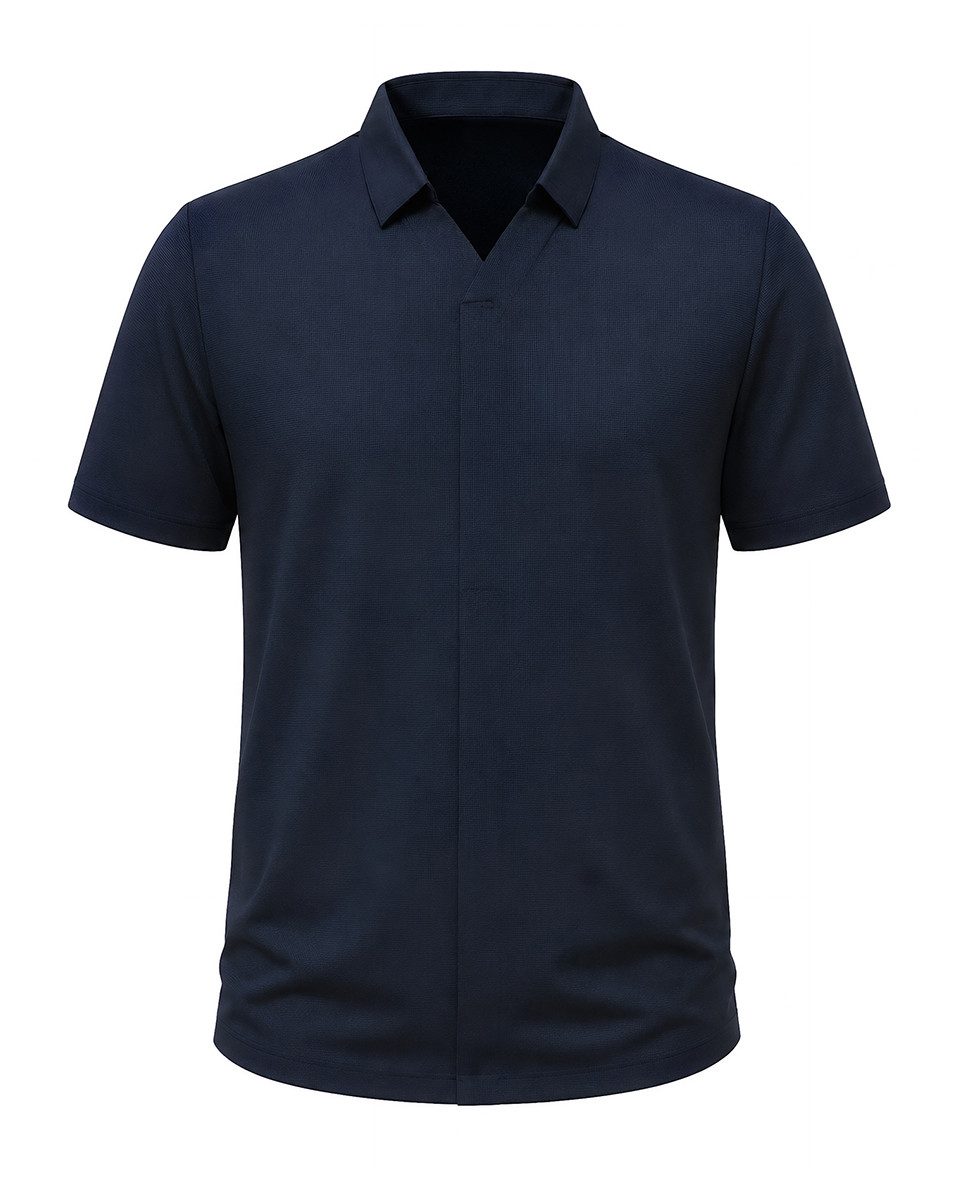 Allthemen Poloshirt Herren Waffelstruktur Poloshirt mit V-Ausschnitt Reverskragen Kurzarm
