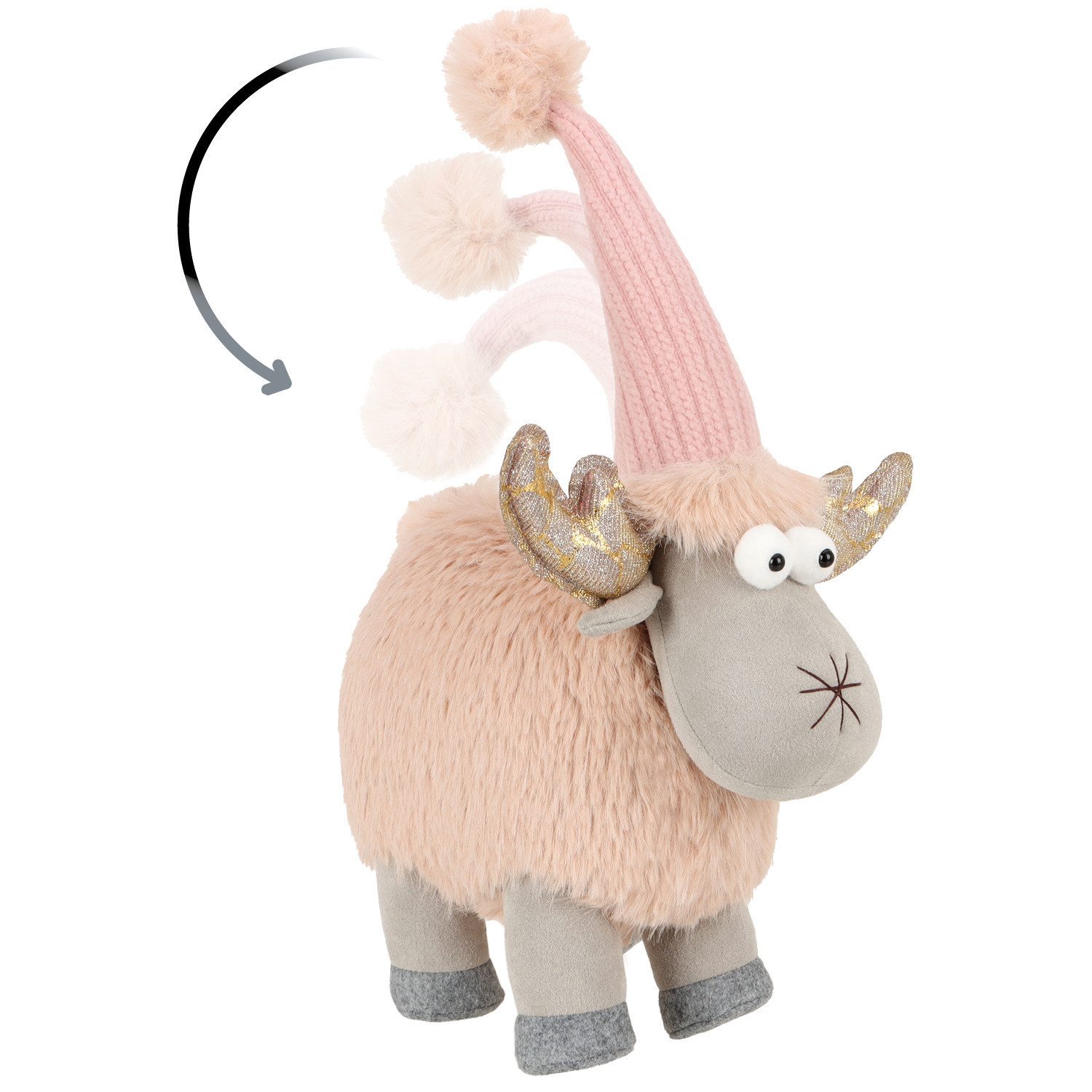 com-four Weihnachtsfigur Rentierfigur für die Weihnachtsdeko - winterliche Elch-Figur (1 St), schwedischer Dekoartikel - niedlicher Kantenhocker als Raumschmuck – Bild 4 von 5