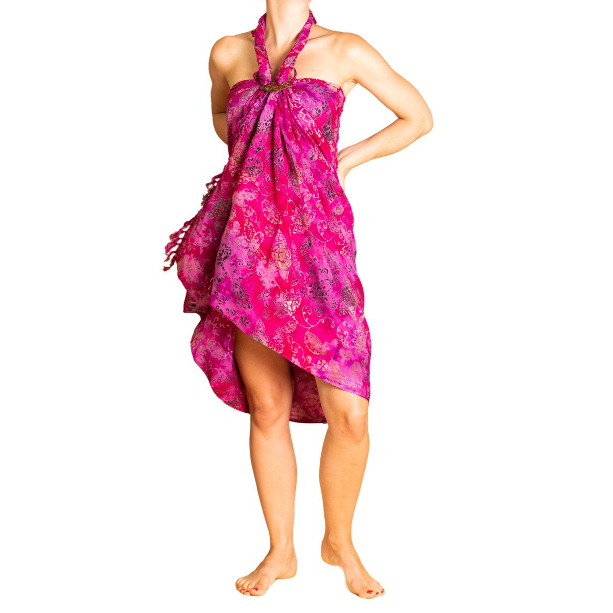 auch Bikini als Sarong Pareo PANASIAM oder, für Tuch Strandtuch Strand Cover-up in Wachsbatik Strandkleid Größen dream tragbar den pinkish B016 großen Überwurf Wrap