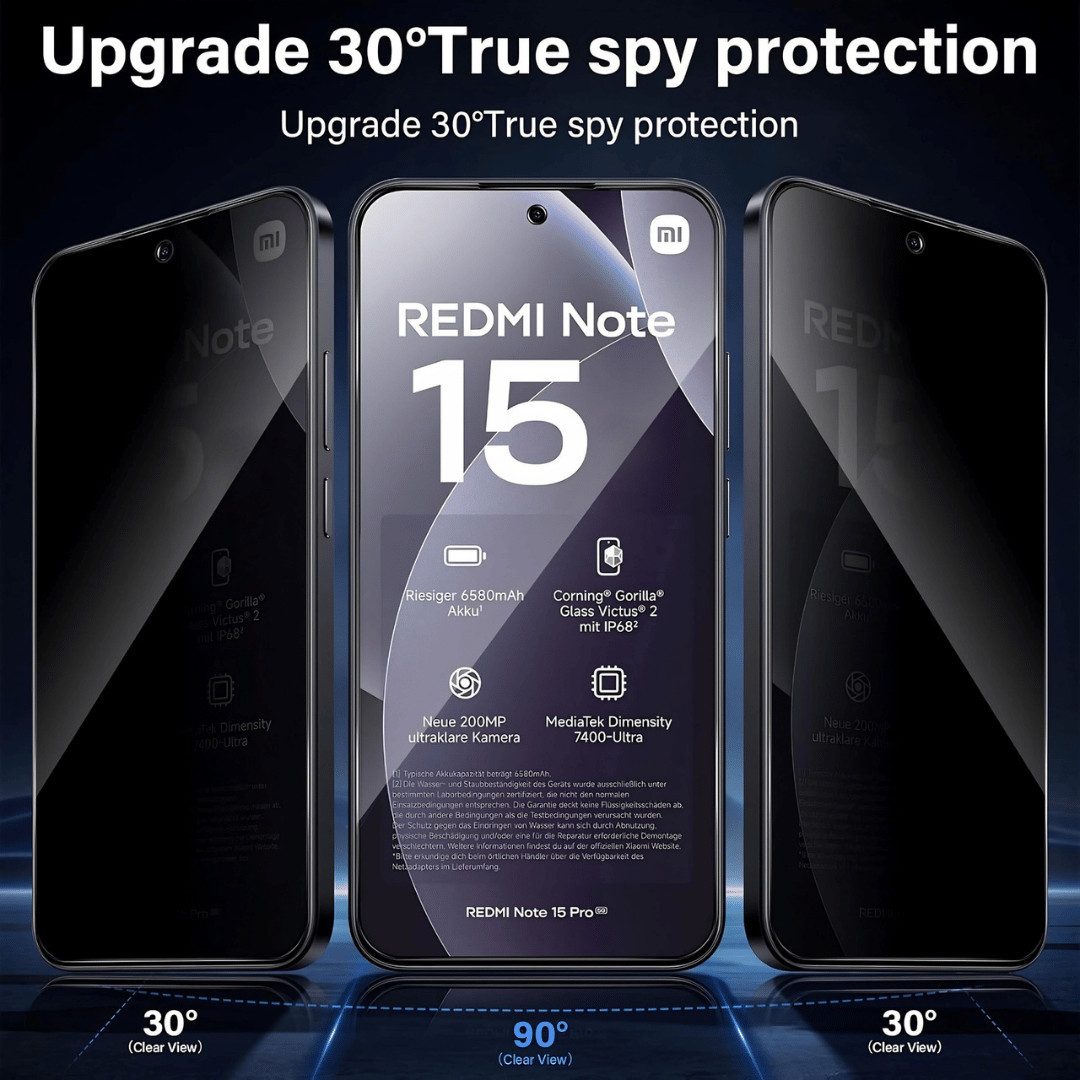 SmartUP Displayschutzglas für Xiaomi Redmi Note 15 Display Anti-Spy Privacy Blickschutz Full 9H für Xiaomi Redmi Note 15, Blickschutz, Anti-Spy – Bild 2 von 5