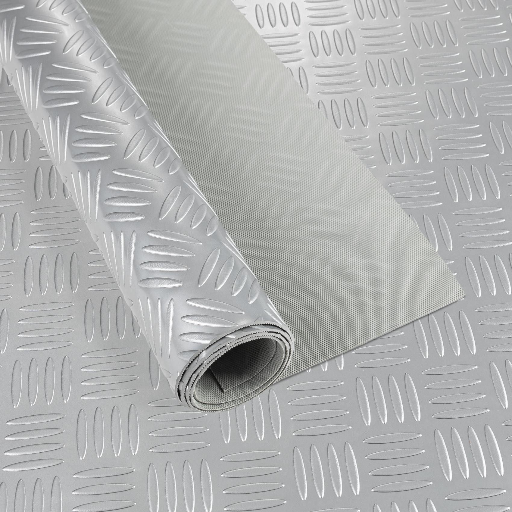 ANRO Vinylboden DIONIS 1,5 mm wasserabweisend für Garage/Keller PVC-Bodenbelag, Feuchtigkeitsbarriere, feine Optik, langlebig, Einzelstück, eine Rolle Bodenbelag, Isolierend und wasserbeständig Größe: 100x100cm Uni Silber