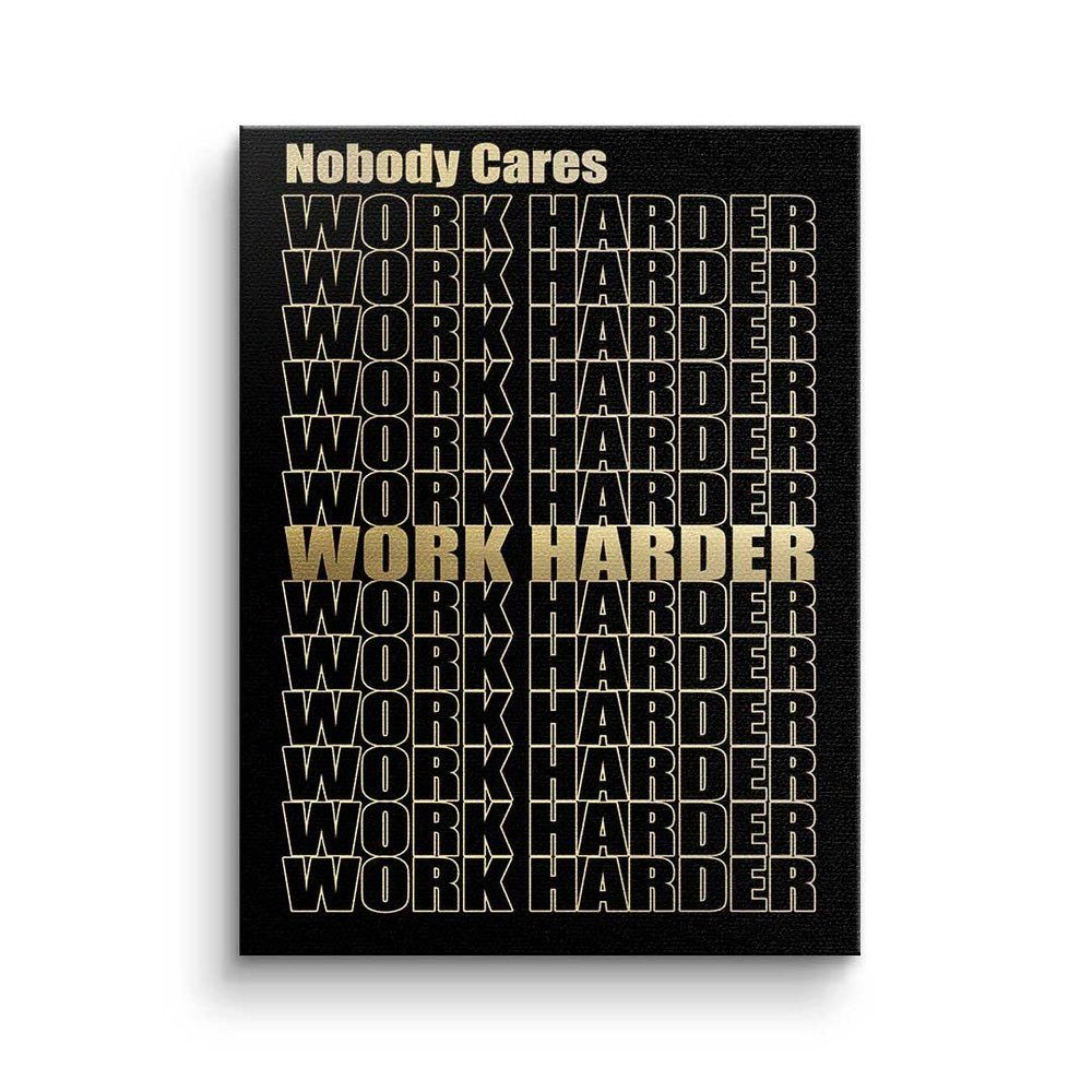 goldener Work Rahmen Leinwandbild, Gold Leinwandbild Motivationsspruch - DOTCOMCANVAS® Harder - - Erfolg Premium