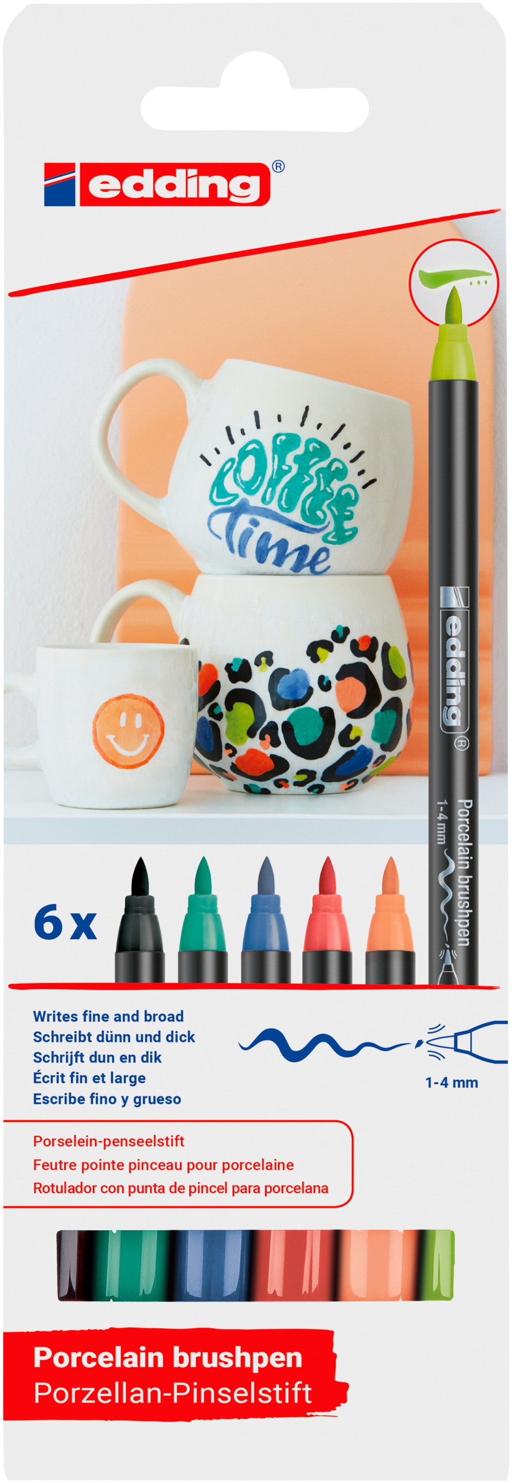 edding Aquarellstifte 4200 Porcelain brushpen "Vivid", 6er-Set