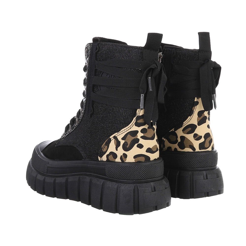 Ital-Design Damen Schnürschuhe Freizeit Schnürstiefelette