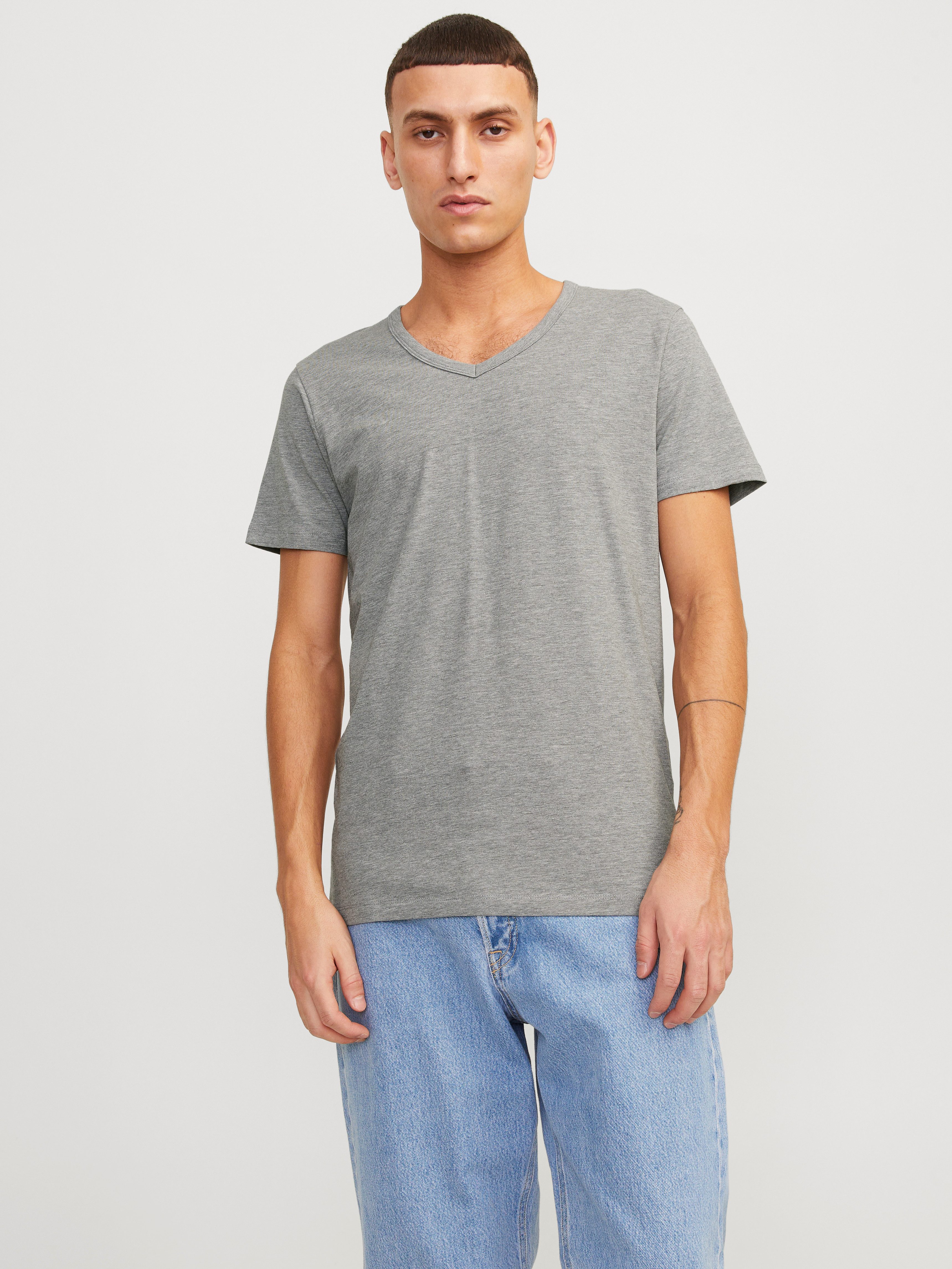 Jack & Jones T-Shirt SLIM- FIT BASIC TEE V-NECK mit V-Ausschnitt