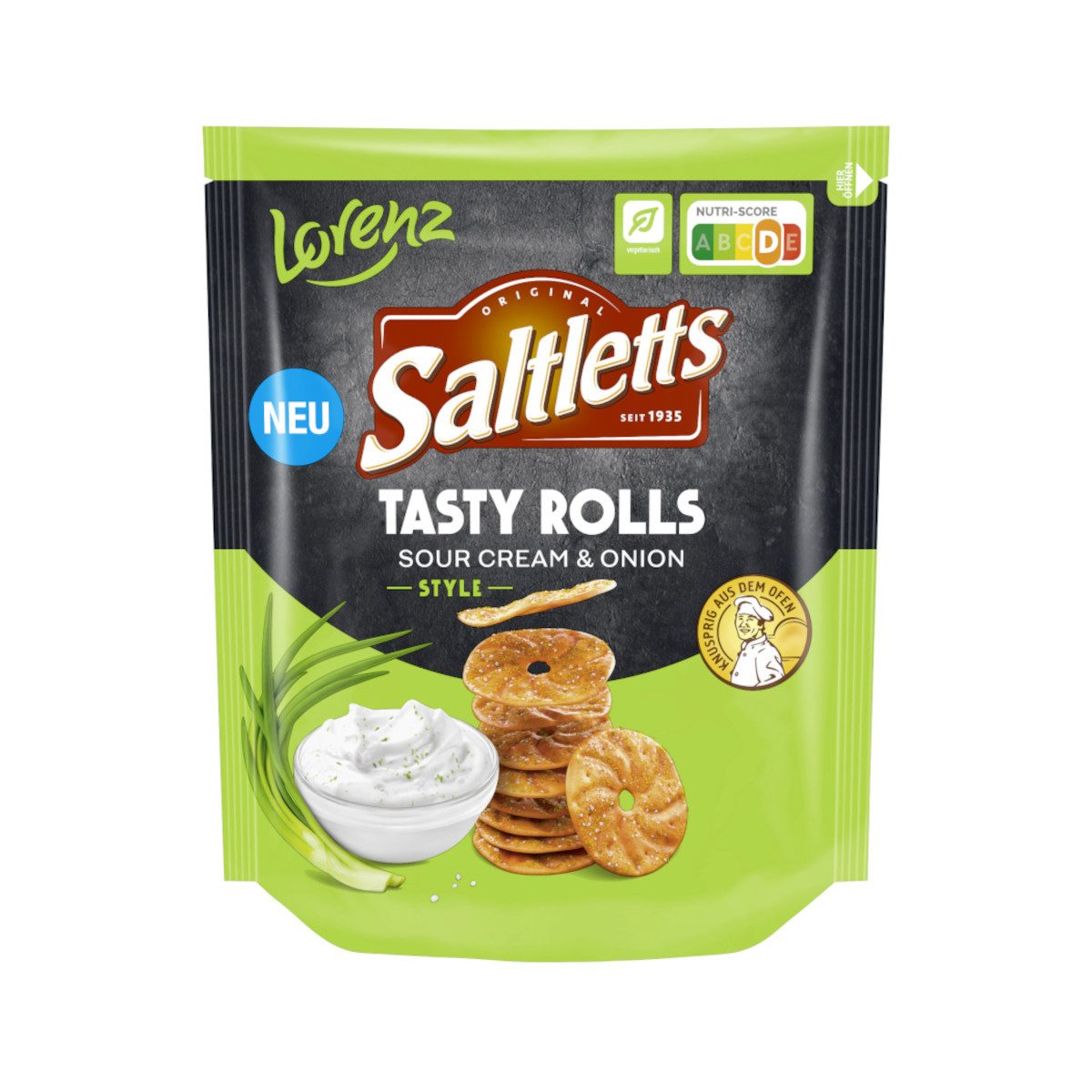 LORENZ Knabberei, Lorenz Saltletts Tasty Rolls Sour Cream and Onion Style Packung 130g