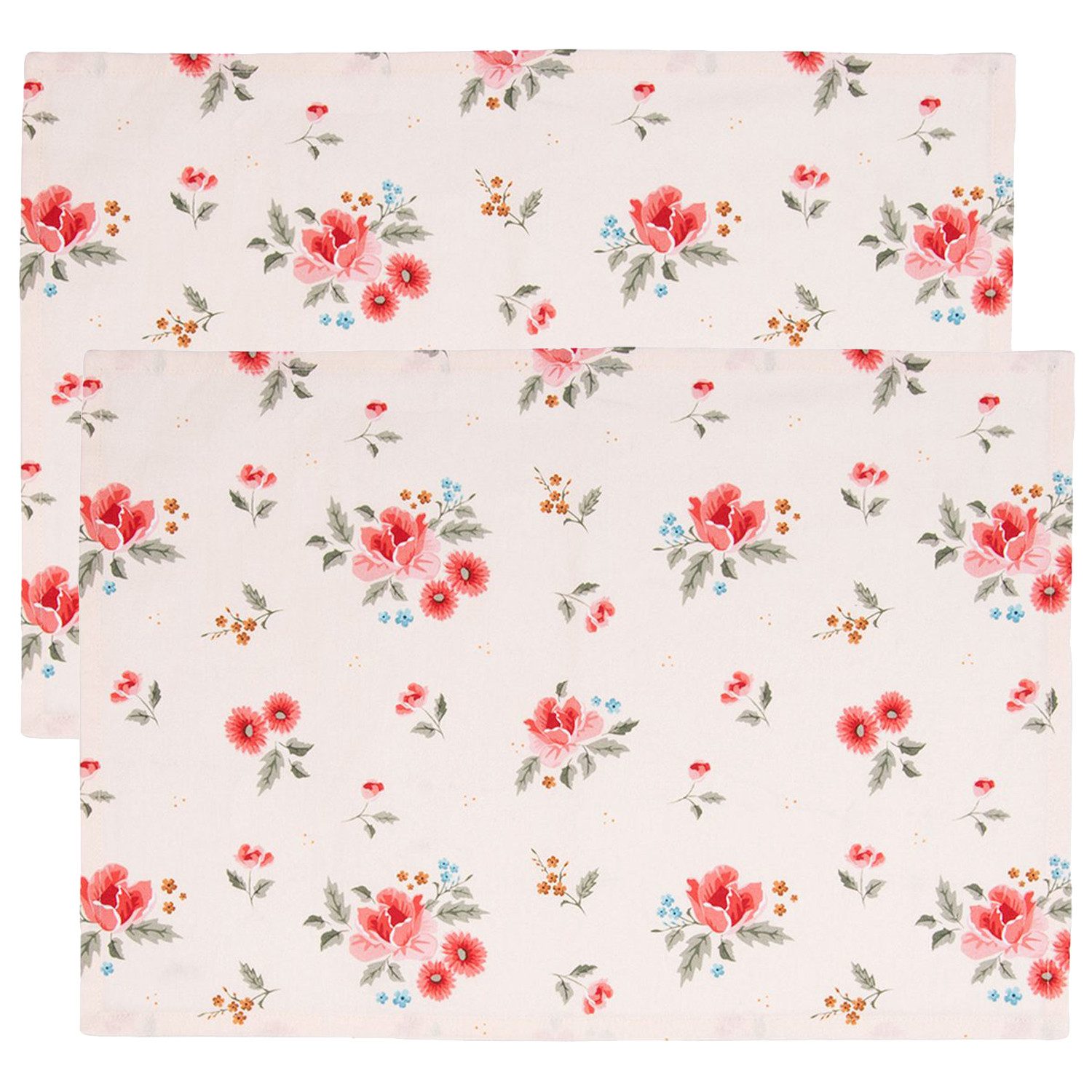 Clayre & Eef Platzset Little Rose Collection, (Set, 2-St., 2-teilig), Столовые наборы Platzsets (2 Stück) Platzdeckchen ca.48x33cm Baumwolle