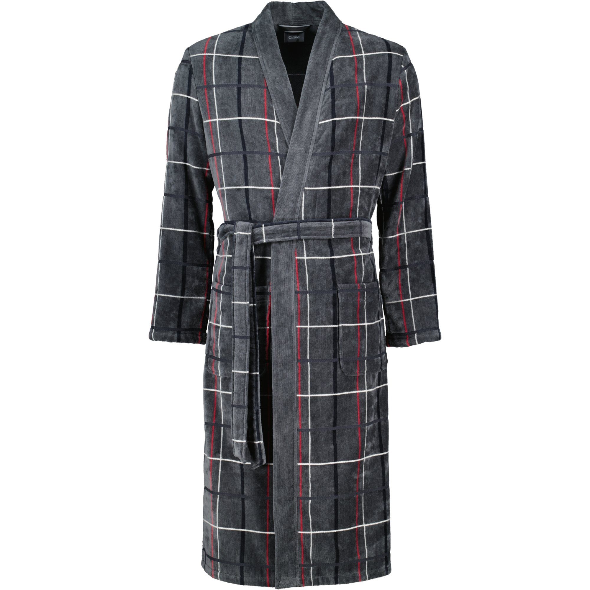 Cawö Herren Bademantel Kimono 4853 - Farbe: anthrazit-rot - 79 - L günstig online kaufen