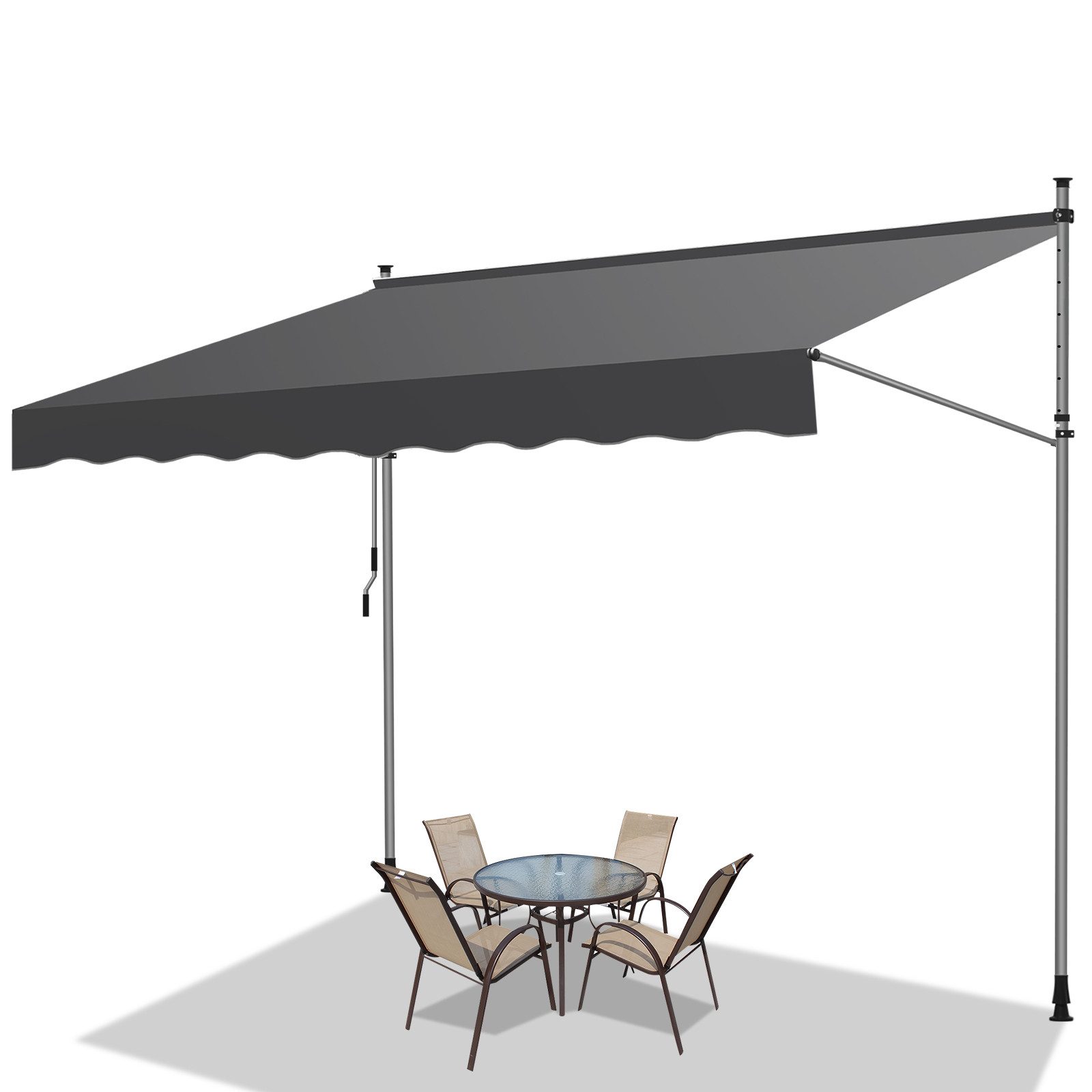 Klemmmarkise Klemmmarkise Balkonmarkise 250cm mit Handkurbel ohne Bohren Grau