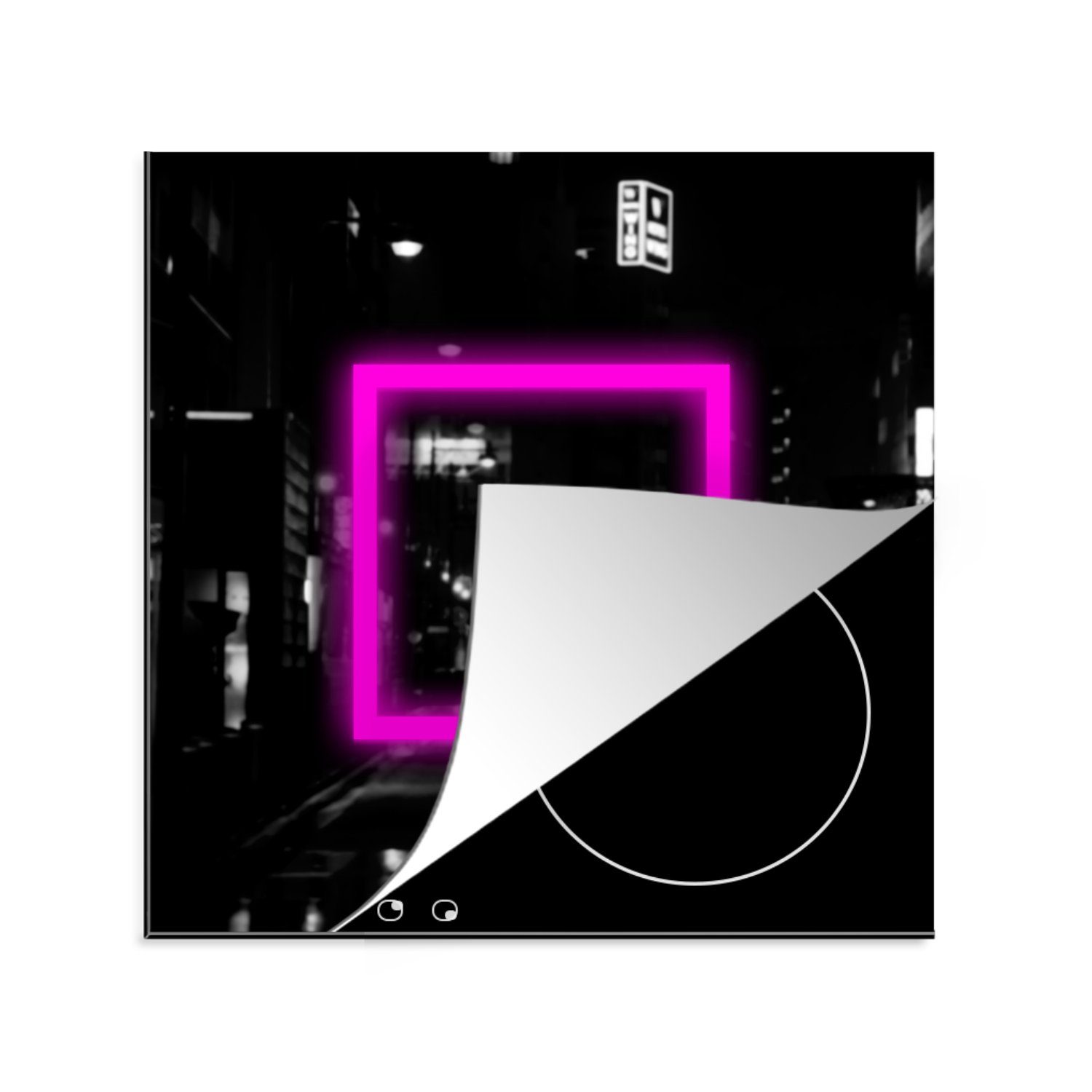 MuchoWow Herdblende-/Abdeckplatte Spiele - Neon - Rosa, Vinyl, (1 tlg), 78x78 cm, Ceranfeldabdeckung, Arbeitsplatte für küche
