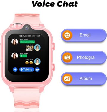 Carneedi für Jungen und Mädchen 5–16 Jahren mit GPS und Telefon Smartwatch (1.69 Zoll, Android iOS), mit 4G WiFi Videoanruf Kamera SOS Schulmodus GPS und Telefon
