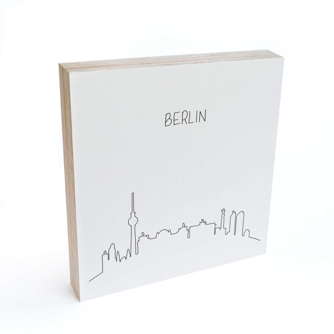 K&L Wall Art Holzbild Tischdeko Skyline Berlin Wohnzimmer Buchstaben Deko, Fensterbank Schild modern