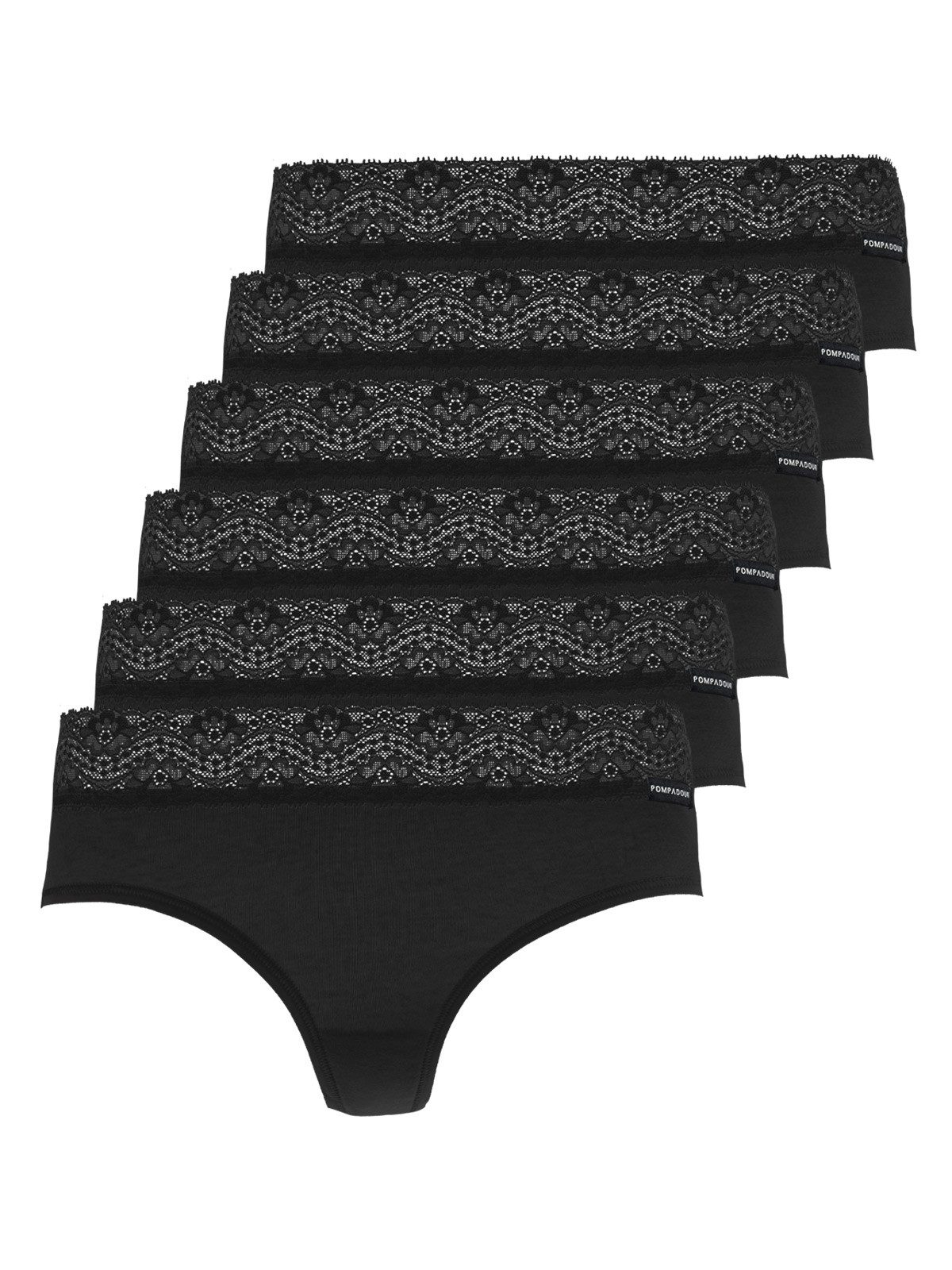 Pompadour Bikinislip 6er Pack Brasilian-Slip DUO Lace (Packung, 6-St) -