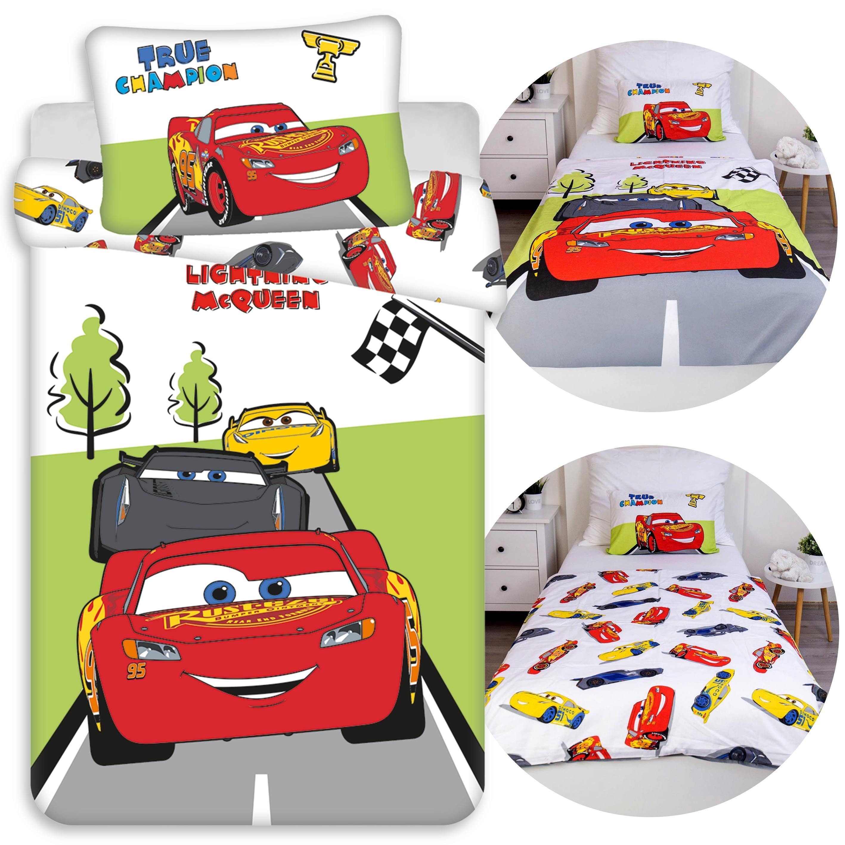 Disney Cars Kinderbettwäsche DISNEY Cars Bettwäsche Baumwolle, Reißverschluss, 100x135 + 40x60 cm