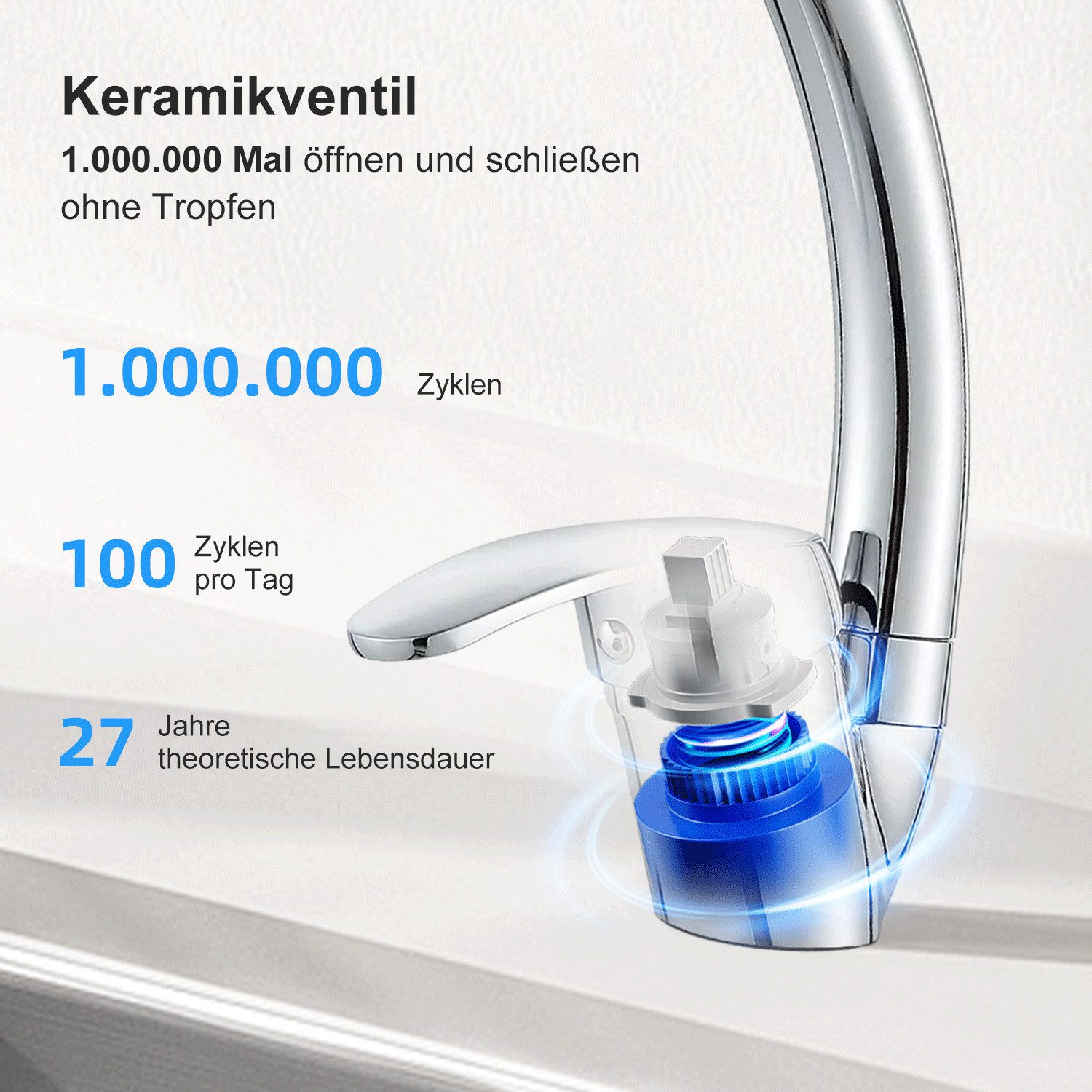 Eumaty Küchenarmatur Spültischarmatur aus Messing,360° Drehung- günstig online kaufen