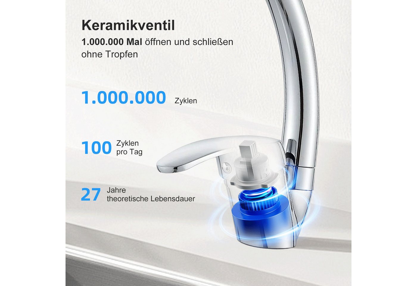 Thumbnail - Eumaty Küchenarmatur Spültischarmatur aus Messing,360° Drehung- Wasserhahn Küche (Küchenarmatur mit 60 cm langen G1/2-An...