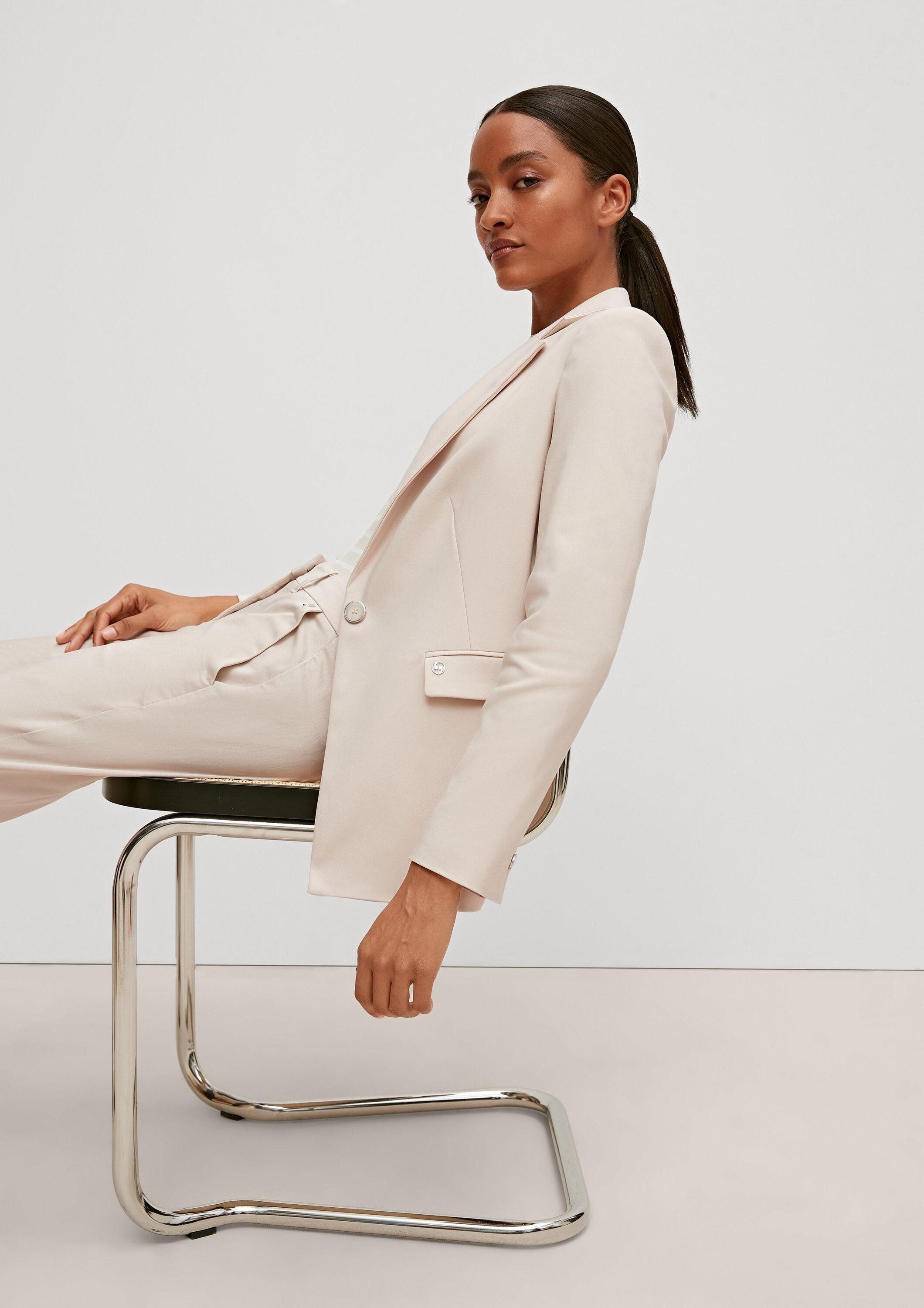 comma Jackenblazer Indoor-Blazer Taillierter Blazer aus Baumwollmix