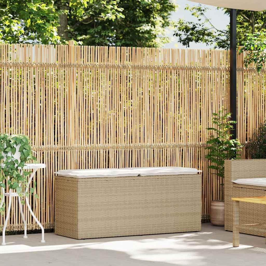 vidaXL Auflagenbox NA Gartentruhe Kissenbox Kissentruhe Auflagenbox mit Kissen Beige 110x