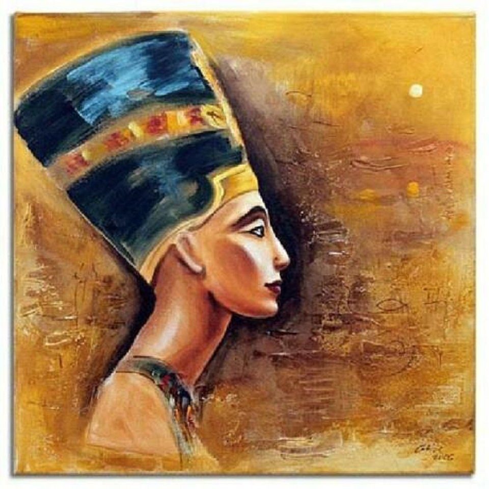 JVmoebel Gemälde Ägypten & Gemälde Nefertiti Ölbild Leinwand Person, Porträt Sofort, Kopf Bilder Büste Porträt