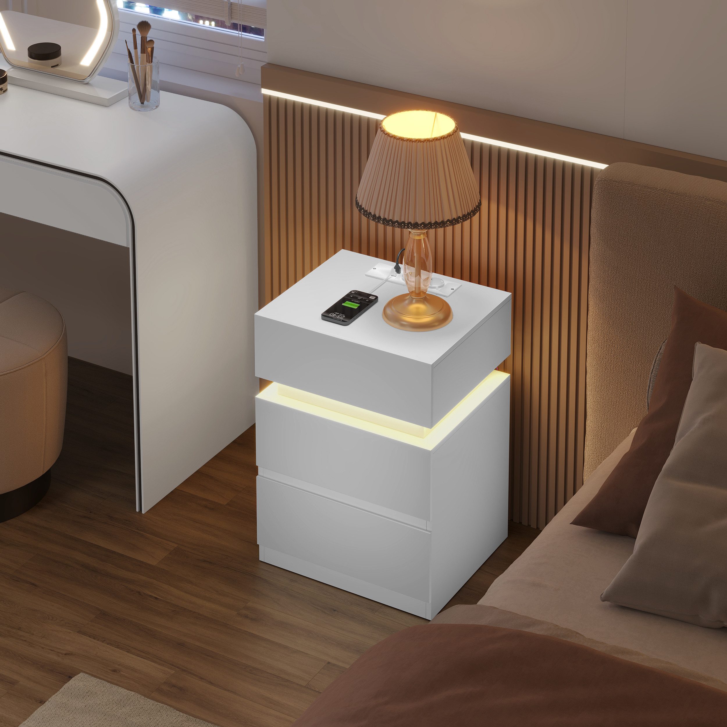 Woltu Nachttisch (2-St), Nachtschrank mit integrierter günstig online kaufen