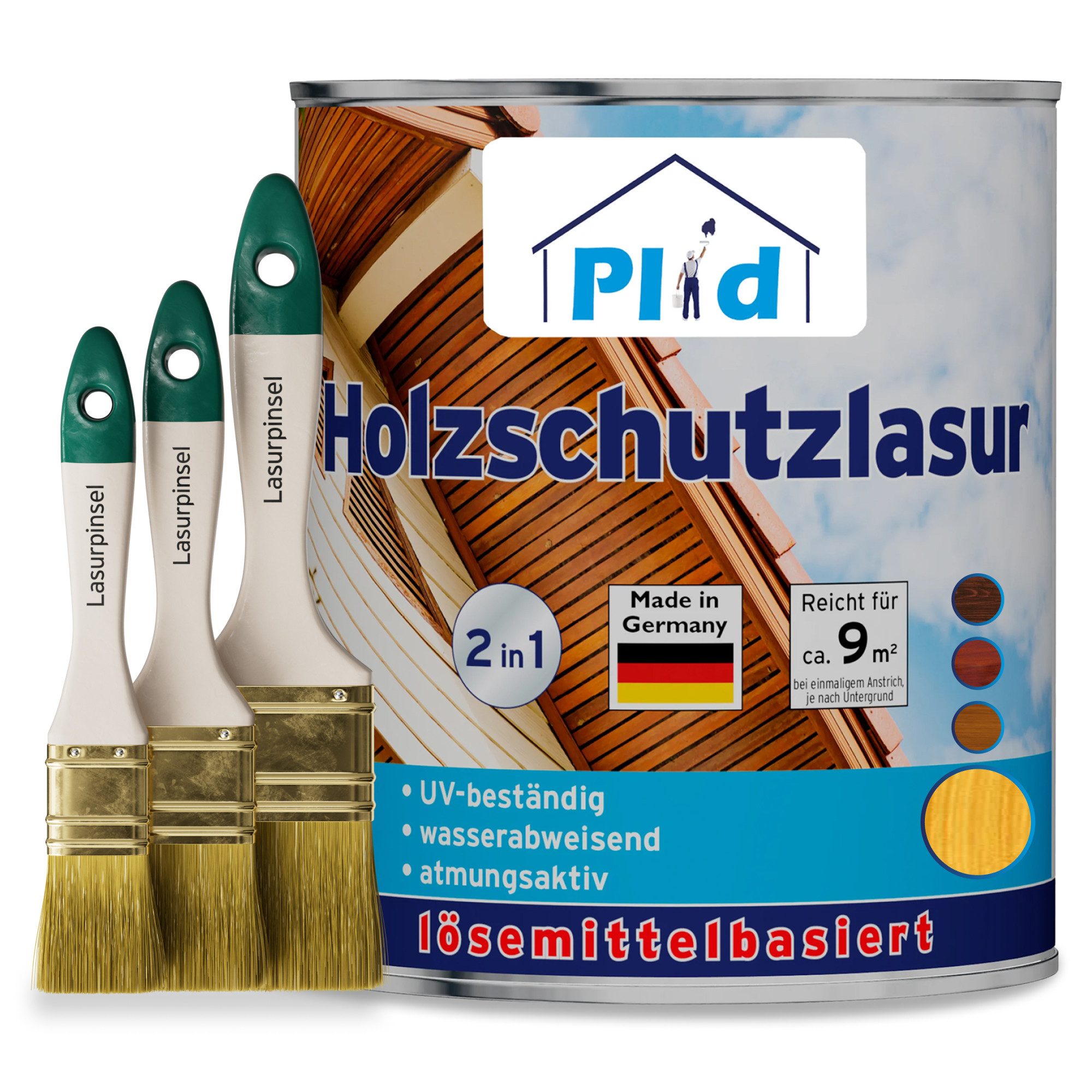 plid Holzschutzlasur Premium Holzschutzlasur Holzlasur Holzschutz Holzgrundierung Set, Schnelltrocknend