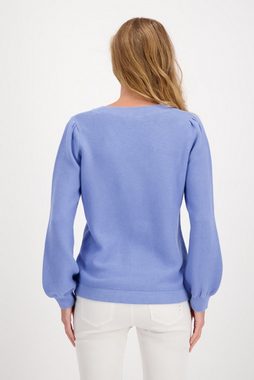 Monari V-Ausschnitt-Pullover Baumwollpullover mit Strass Applikation