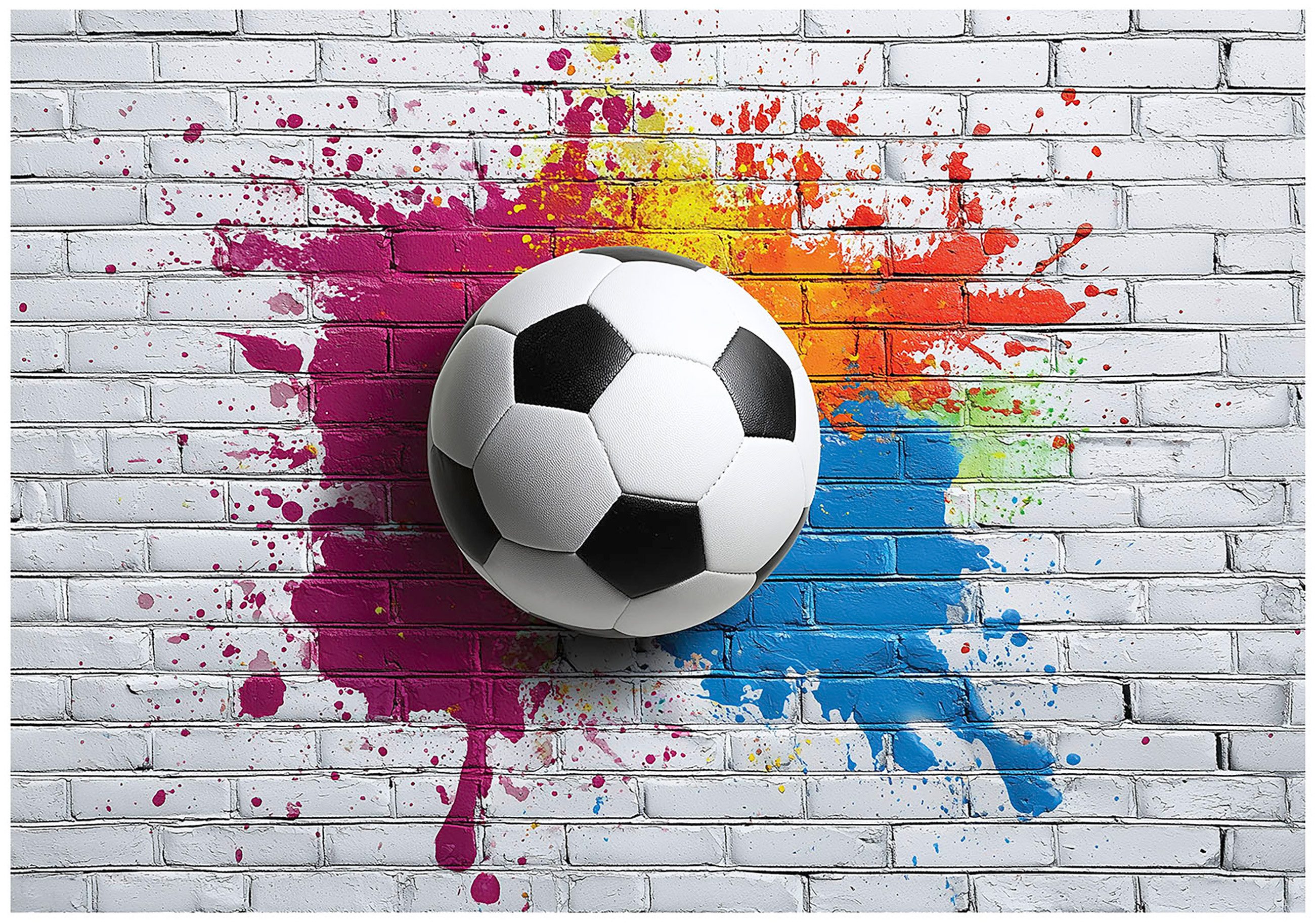Wallarena Fototapete Junge Fußball - Mehrfarbig - Modern - Vlies - Schlafzimmer, glatt, (2 St), 100x70cm