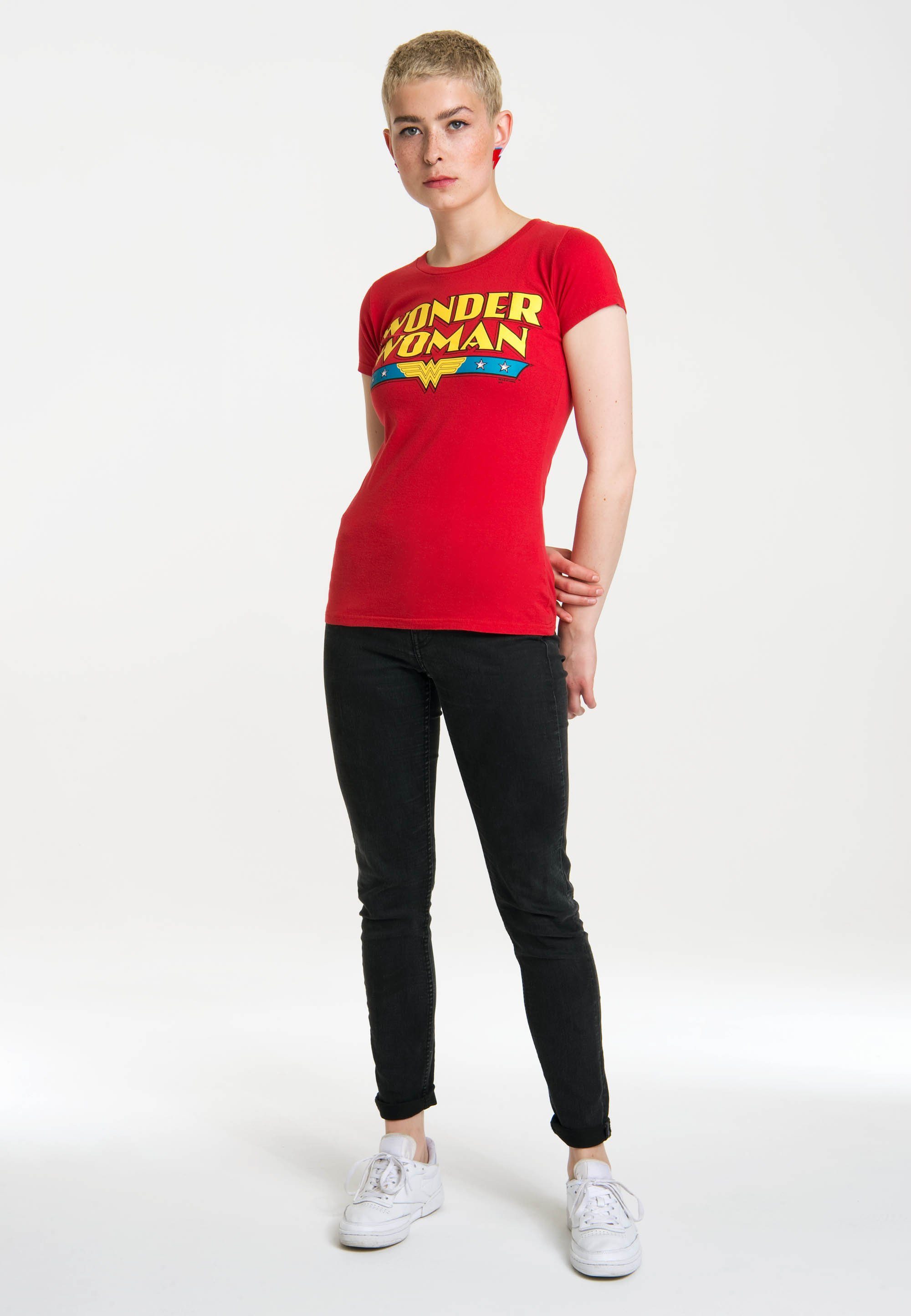 LOGOSHIRT T-Shirt lässigem Vintage-Print Wonder Woman mit