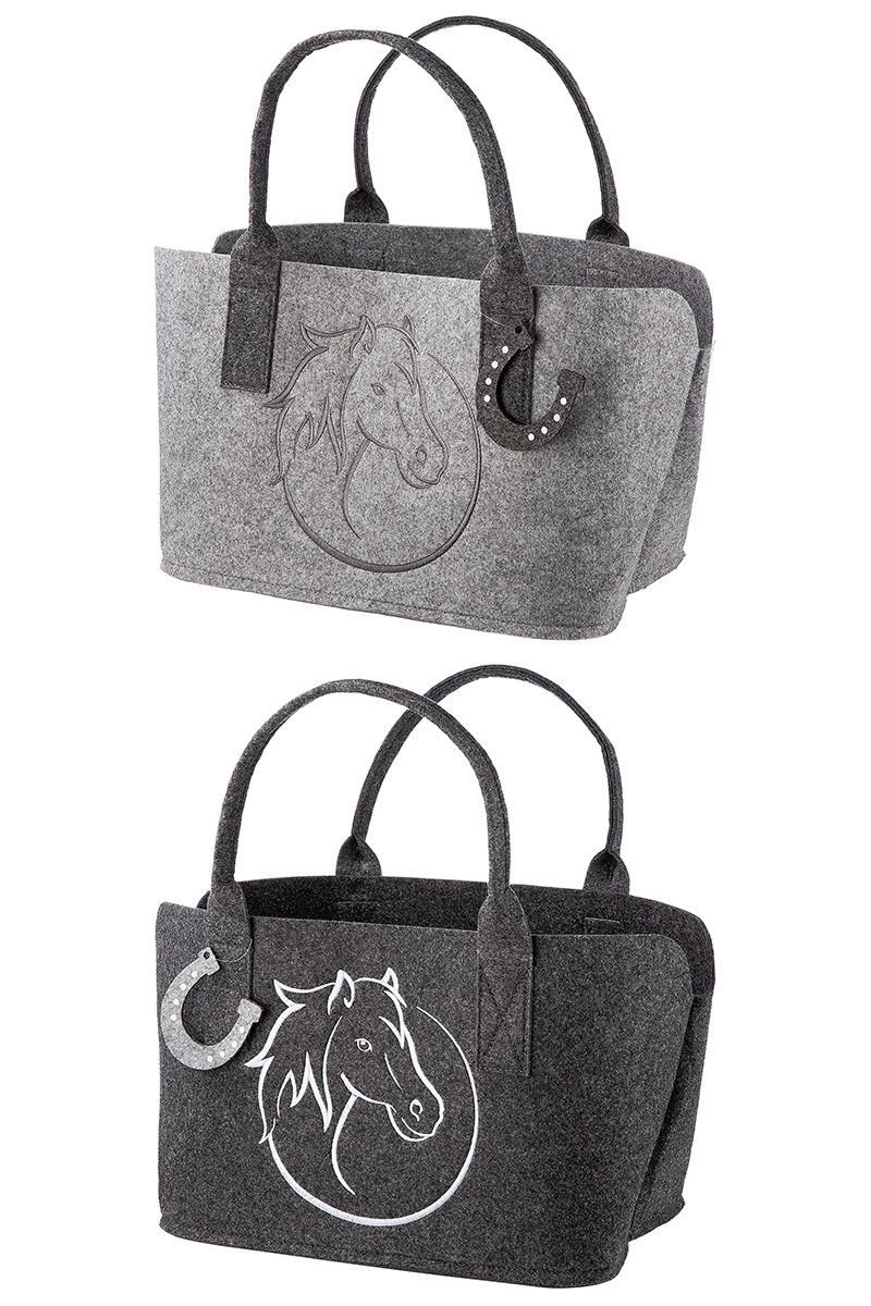 GILDE Shopper Filztasche Einkaufstasche Pferdekopf Shopper Tragetasche, Handtasche