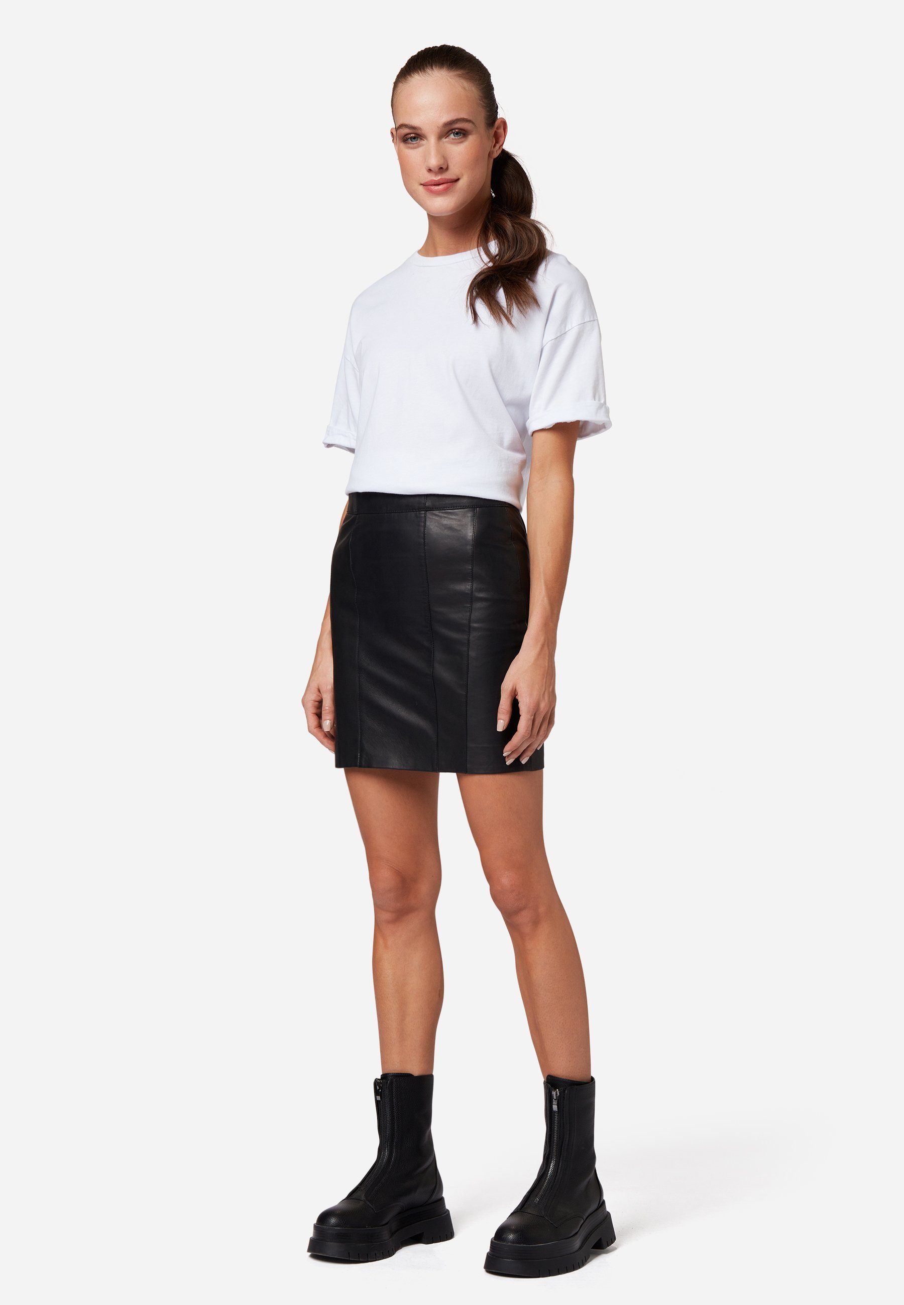 RICANO Lederrock 1265 Skirt Lederrock im Jeansrock-Stil als High Waist Rock günstig online kaufen