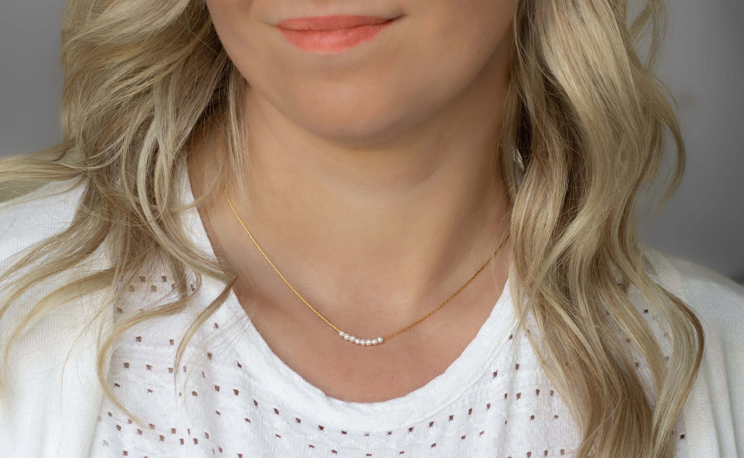 Brautkrone Perlenkette Halskette mit 8 kleine Edelstahl, Süßwasserperlen Perlenhalskette Süßwasserperlen Hochzeit