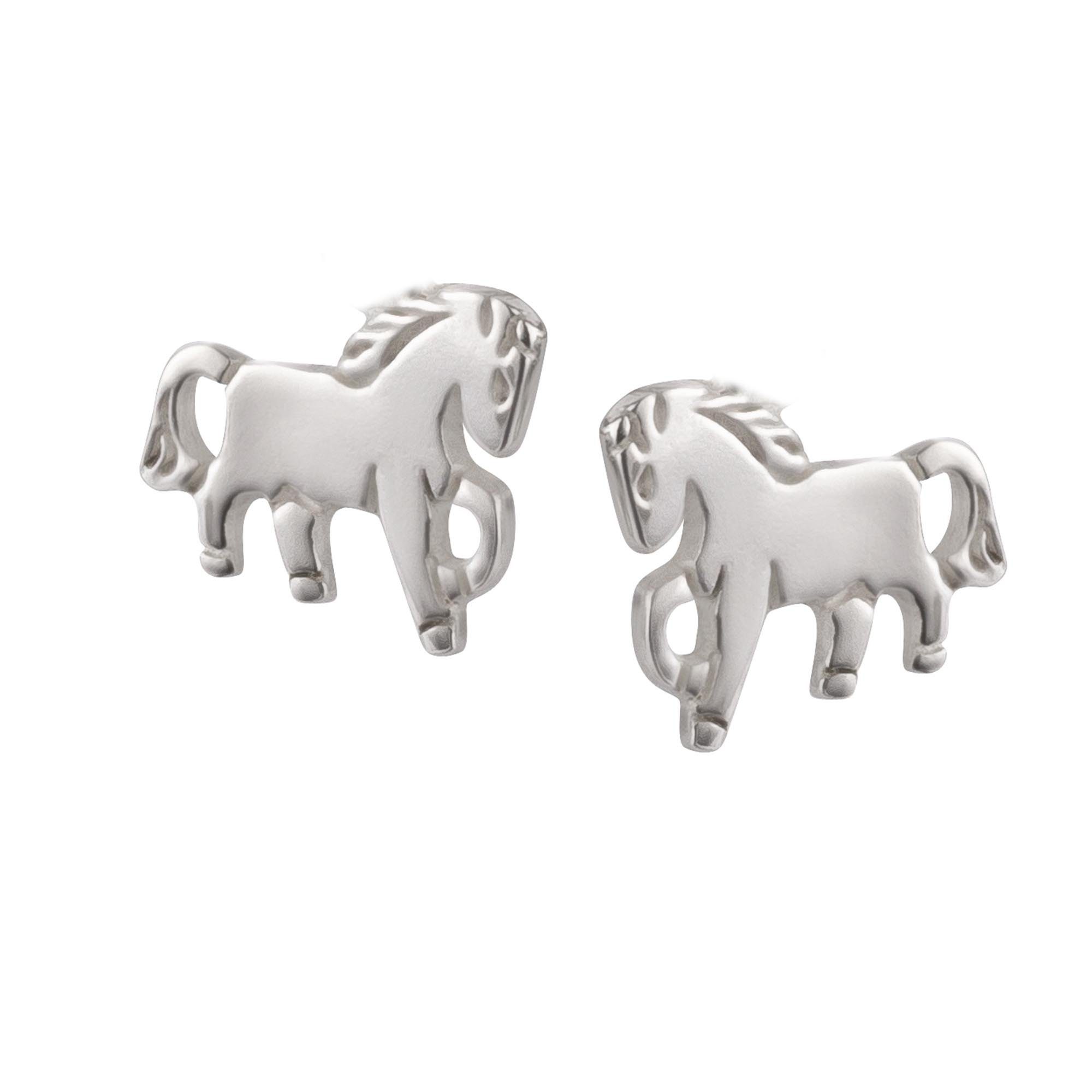 schmuck23 Paar Ohrstecker Kinder Ohrringe Pferd 925 Silber, Kinderschmuck Mädchen Geschenk echte Silberohrringe