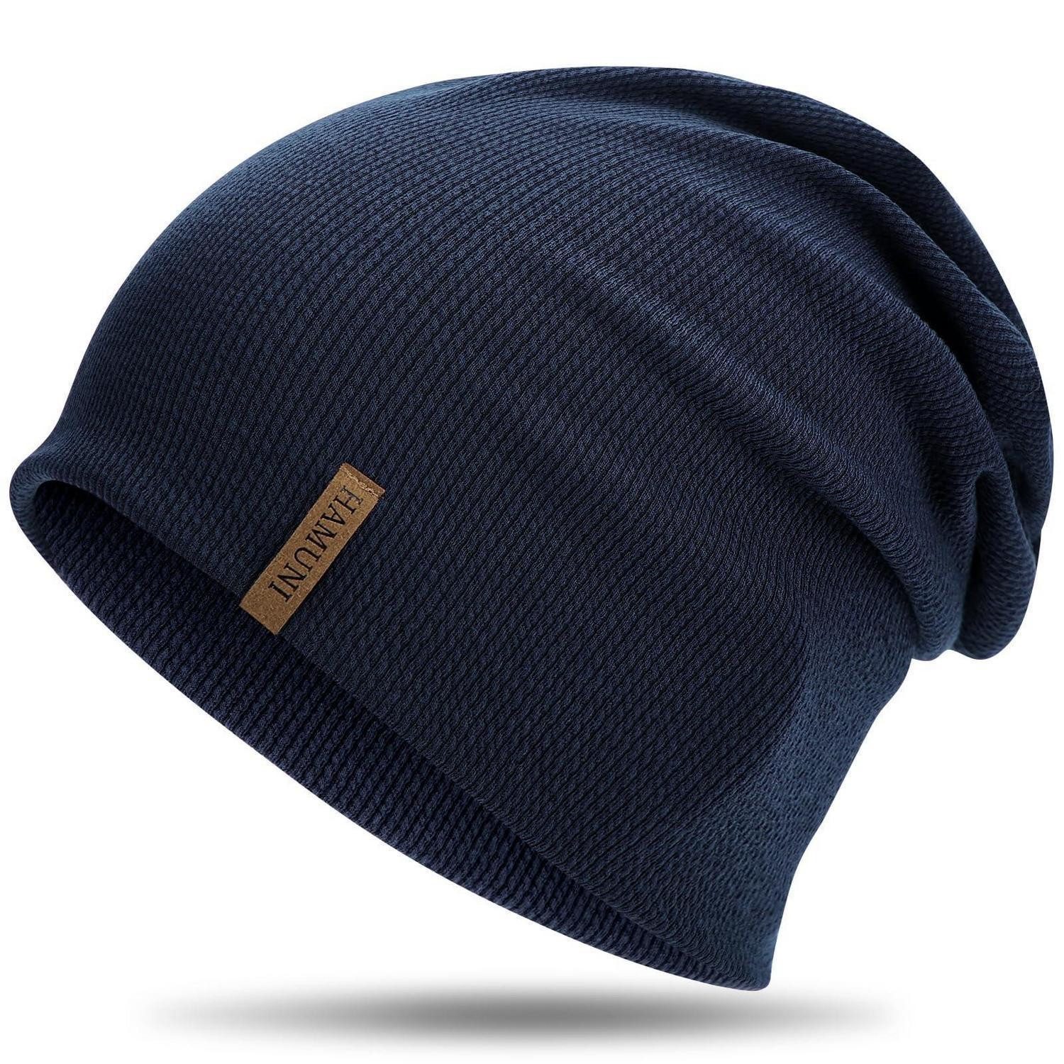 LuxusKollektion Beanie Mütze Damen Herren Slouch Beanie Jersey Dunkelblau